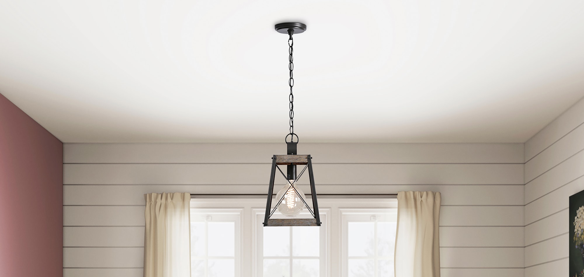 Bradberry antique white and deals galvanized farmhouse lantern pendant light