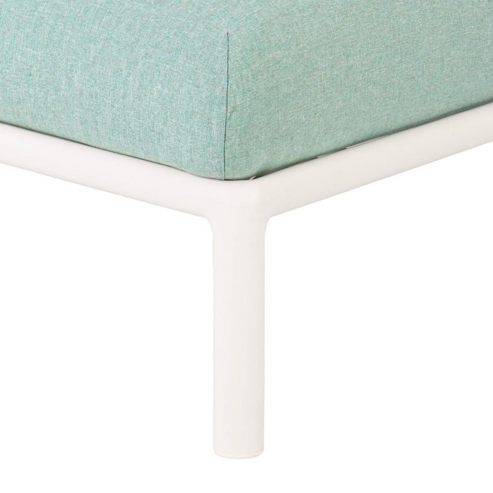 Laurel White Seafoam Outdoor Ottoman with Sunbrella Cushion