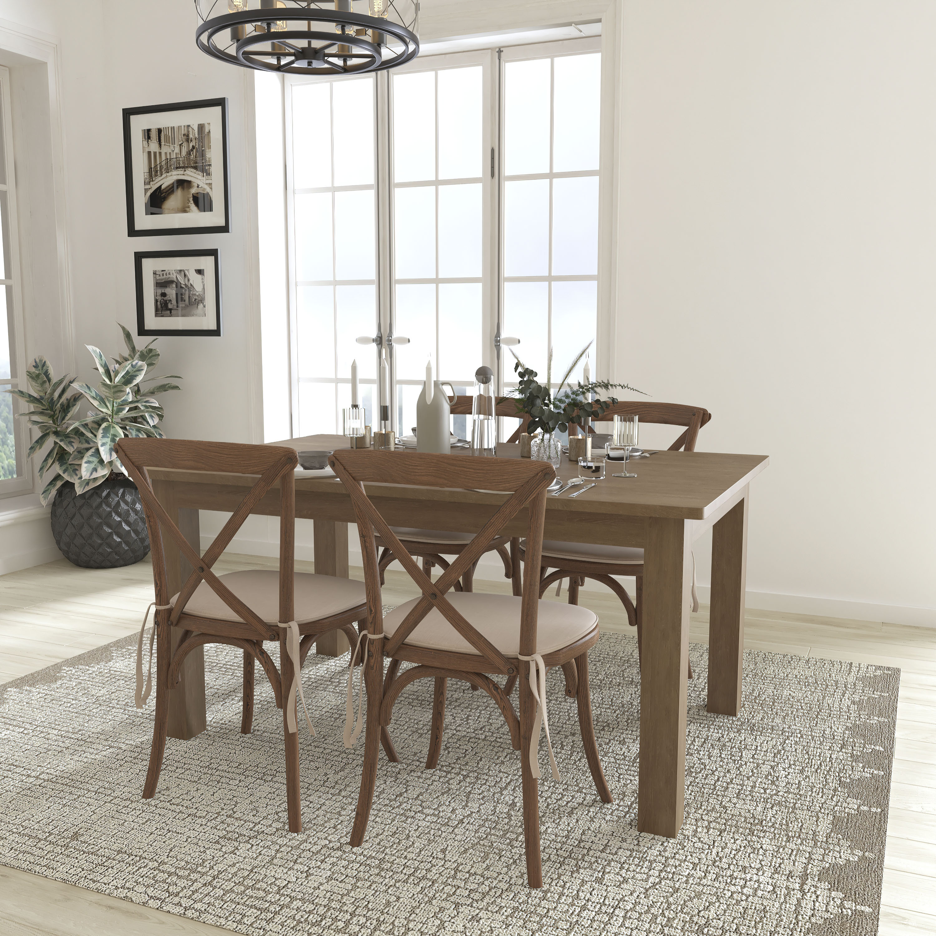 Flash Furniture 889142894629 Antique Rustic Dining Room Set with Rectangular Table (Seats 4)