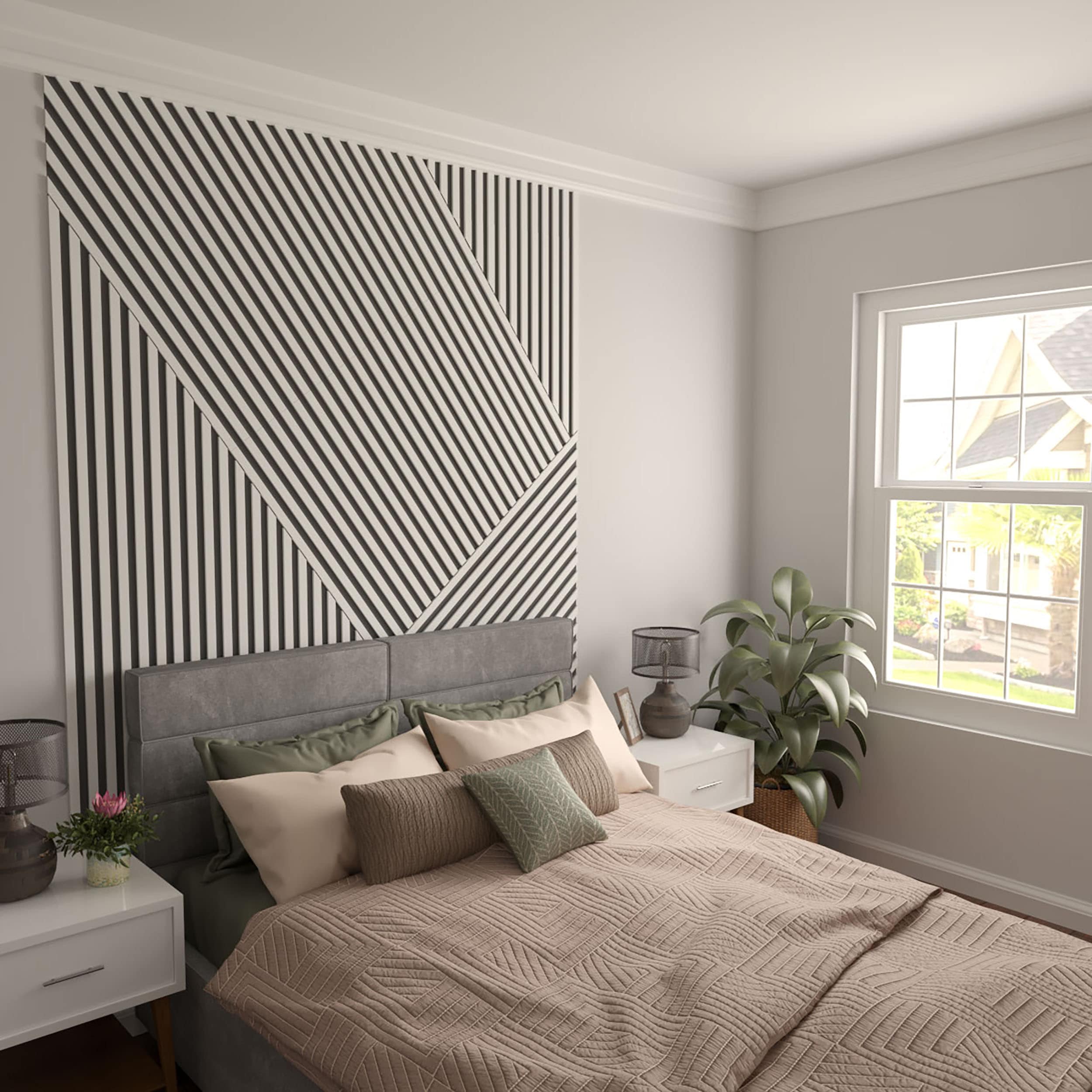 47"H Black and White PVC Slat Wall Panel Kit