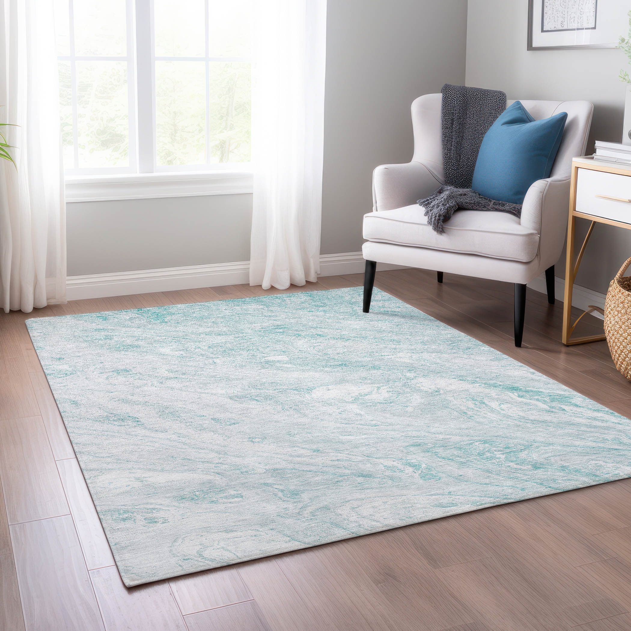 Addison Rugs ACN640TE8X10 Chantille ACN640TE 8 x 10 (ft) Polyester Teal Rectangular Indoor/Outdoor Geometric Machine washable Area rug