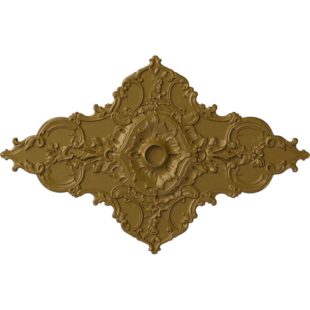 Ekena Millwork CM70X43MLGLS Melchor Diamond 67.25-in W x 43.325-in L Painted Gold Polyurethane Whole Ceiling Medallion