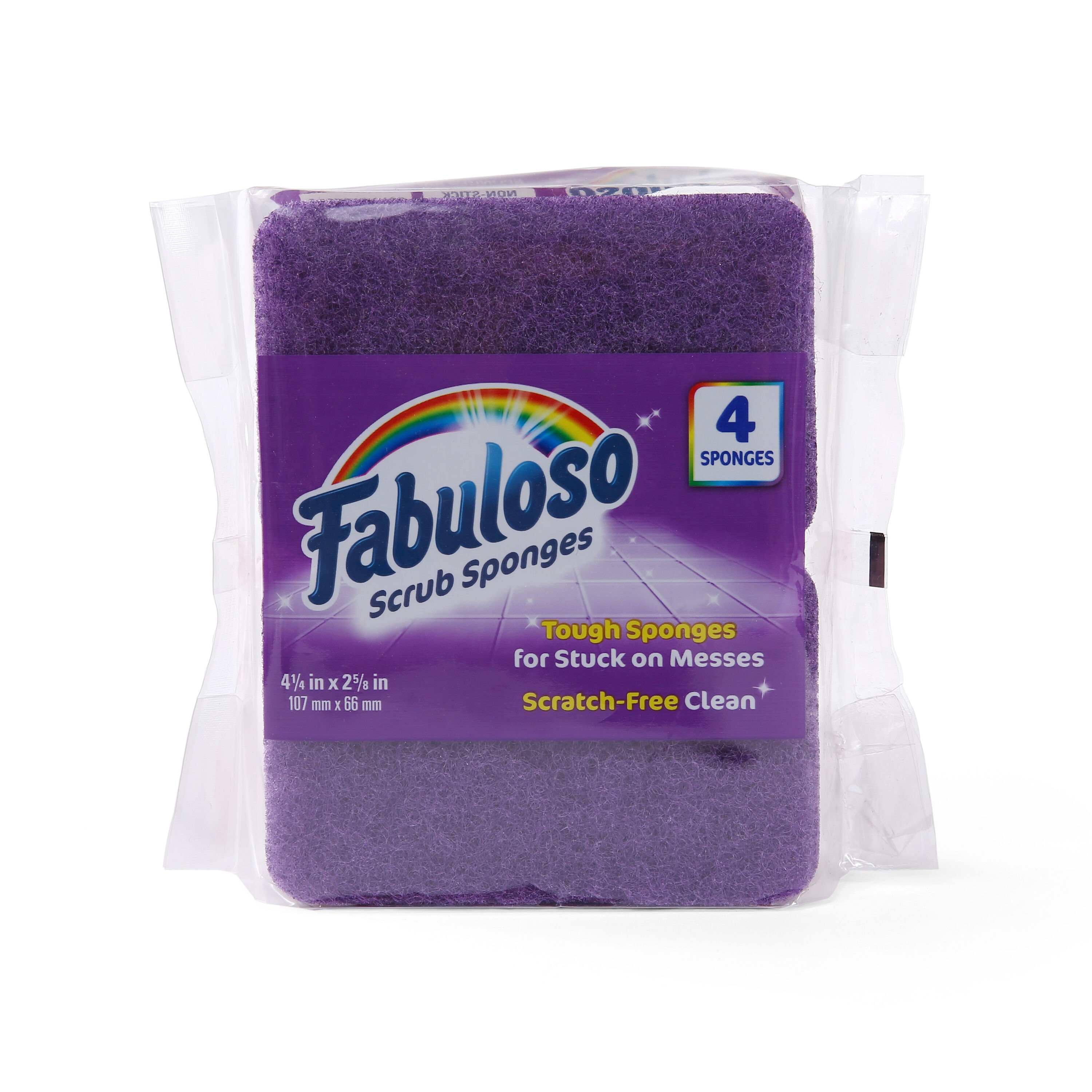 Fabuloso BBP22025 Sponges Purple 4CT Cellulose Sponge with scouring pad 4 -Pack