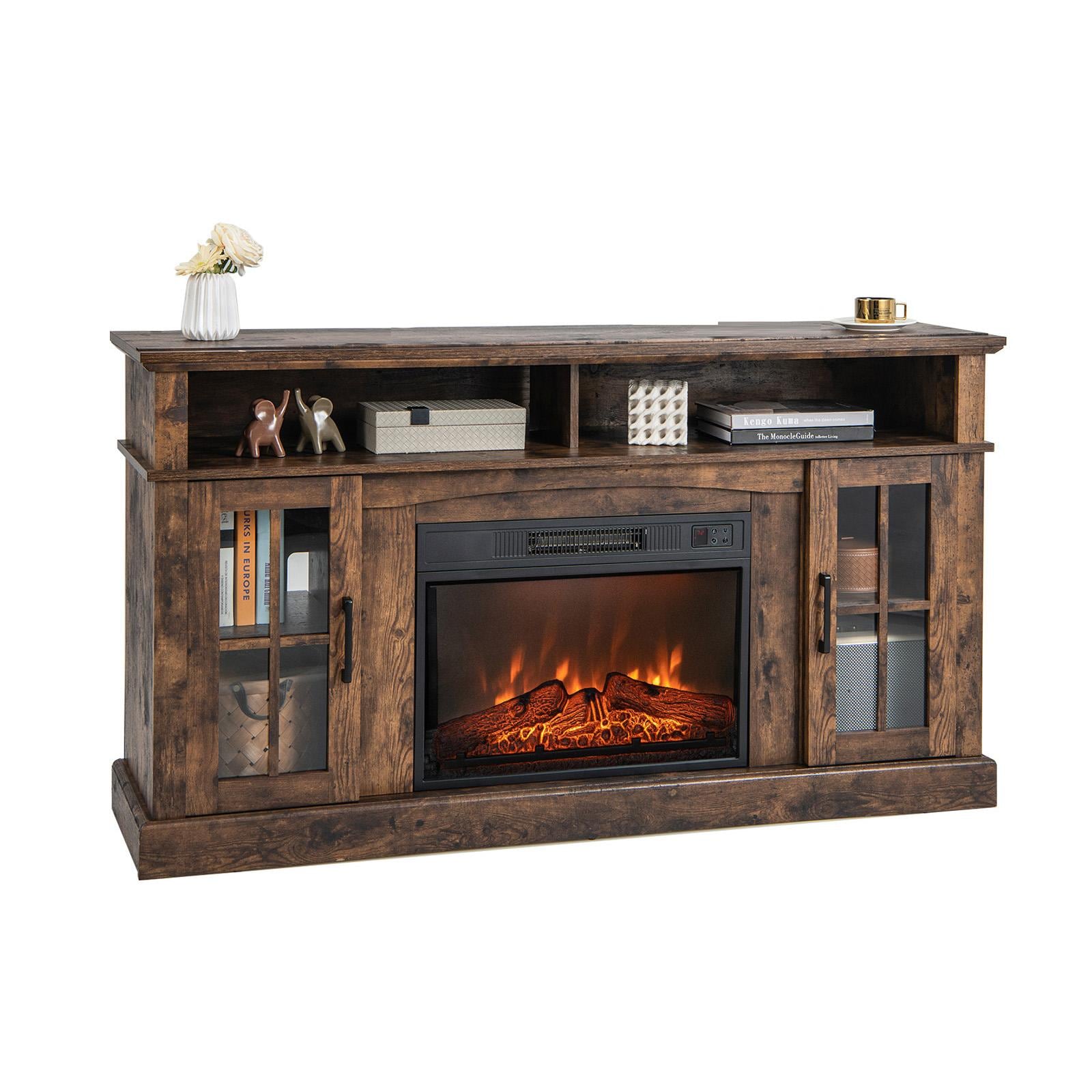 BABOOM 58-in W Brown TV Stand with Fan-forced Electric Fireplace BOM-06US-BN-CO Sansujyuku sansujyuku.com