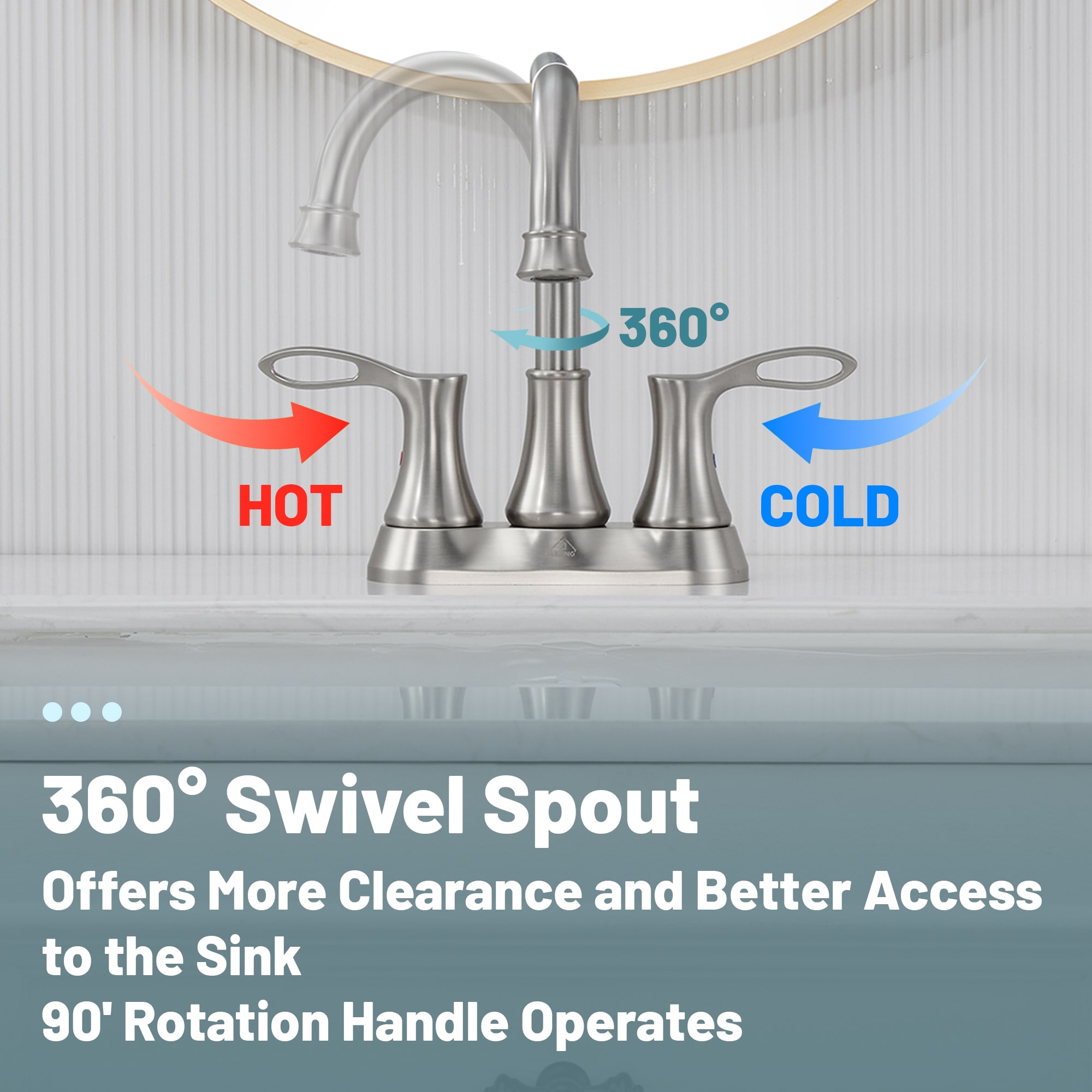 Brushed Nickel Dual Handle High Arc Bathroom Faucet with Metal Drain