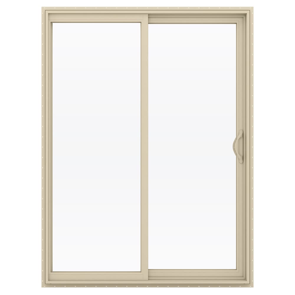 60-in x 80-in Tempered Almond Vinyl Right-Hand Sliding Patio Door Screen Included Stainless Steel in Yellow | - JELD-WEN LOWOLJW181500094