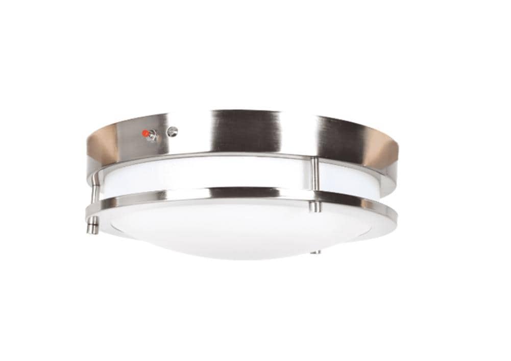 Access Lighting 20464LEDEM-BS/ACR Solero 1 -Light 12-in Brushed Steel Integrated LED Flush Mount Light