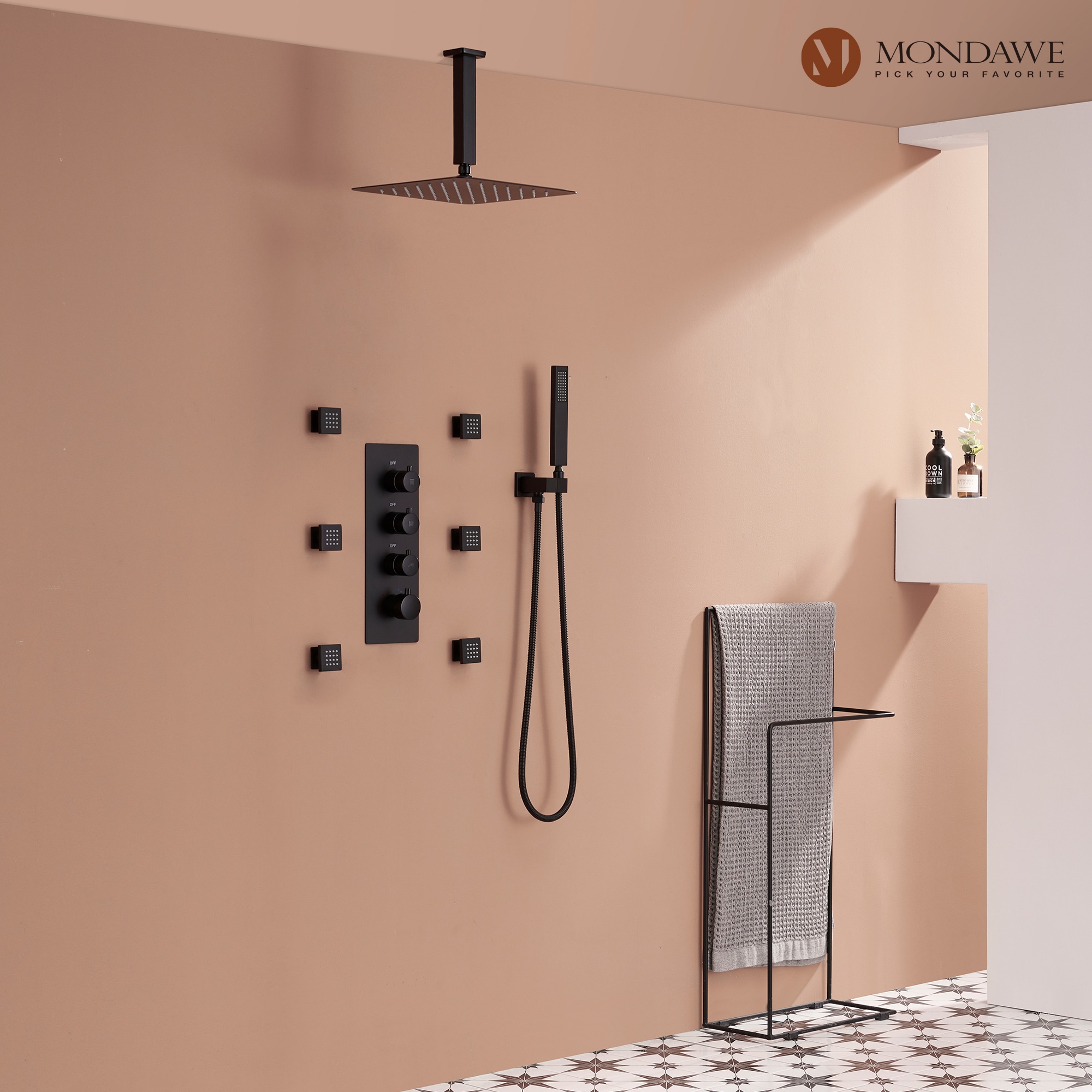 Mondawe WF6310-12BL Showerhead-Bar-Panels - View #7