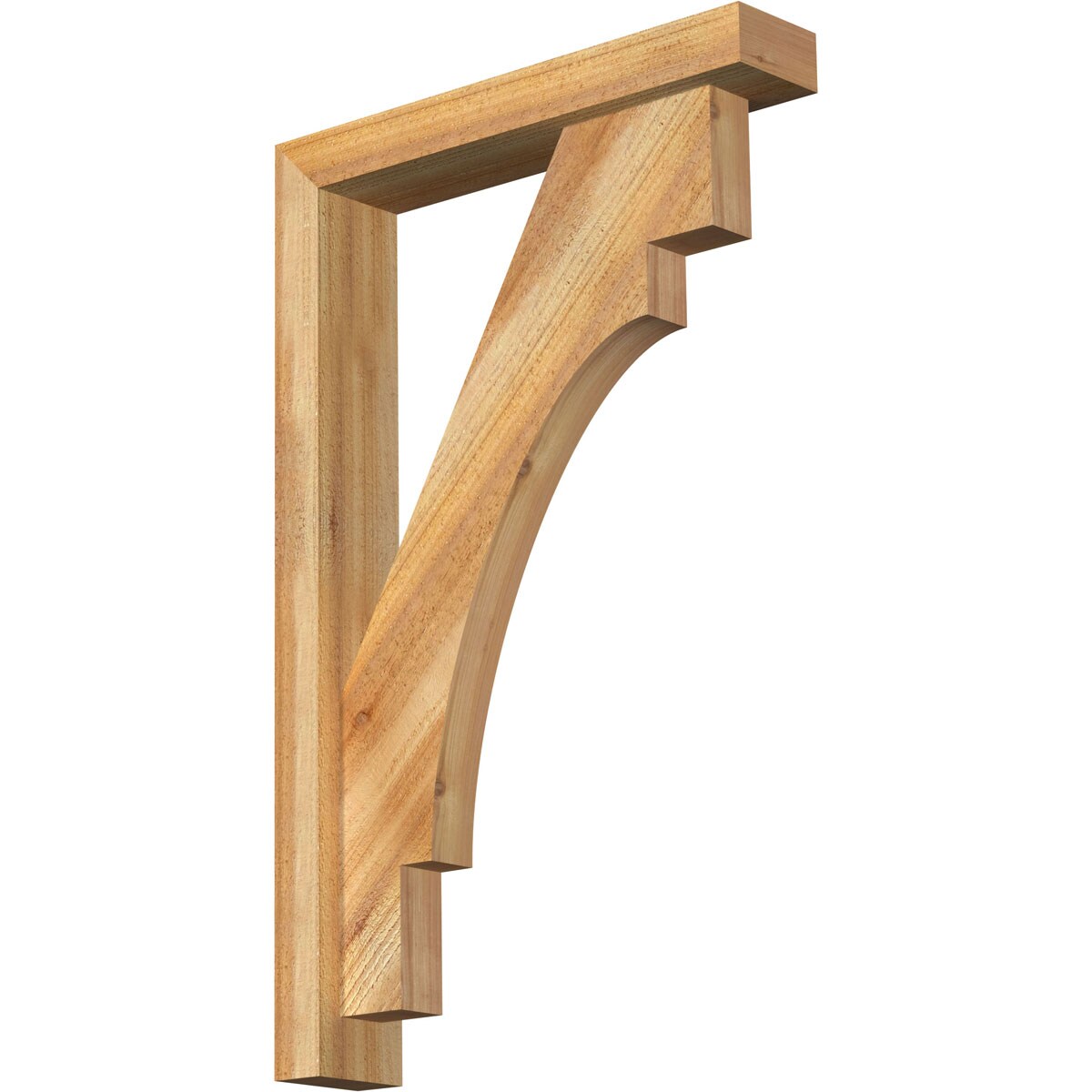 Ekena Millwork 1463019 Merced Block Rough Sawn Bracket with Offset Brace 4-in x 20-in x 32-in Western red cedar Brown Wood Standard bracket