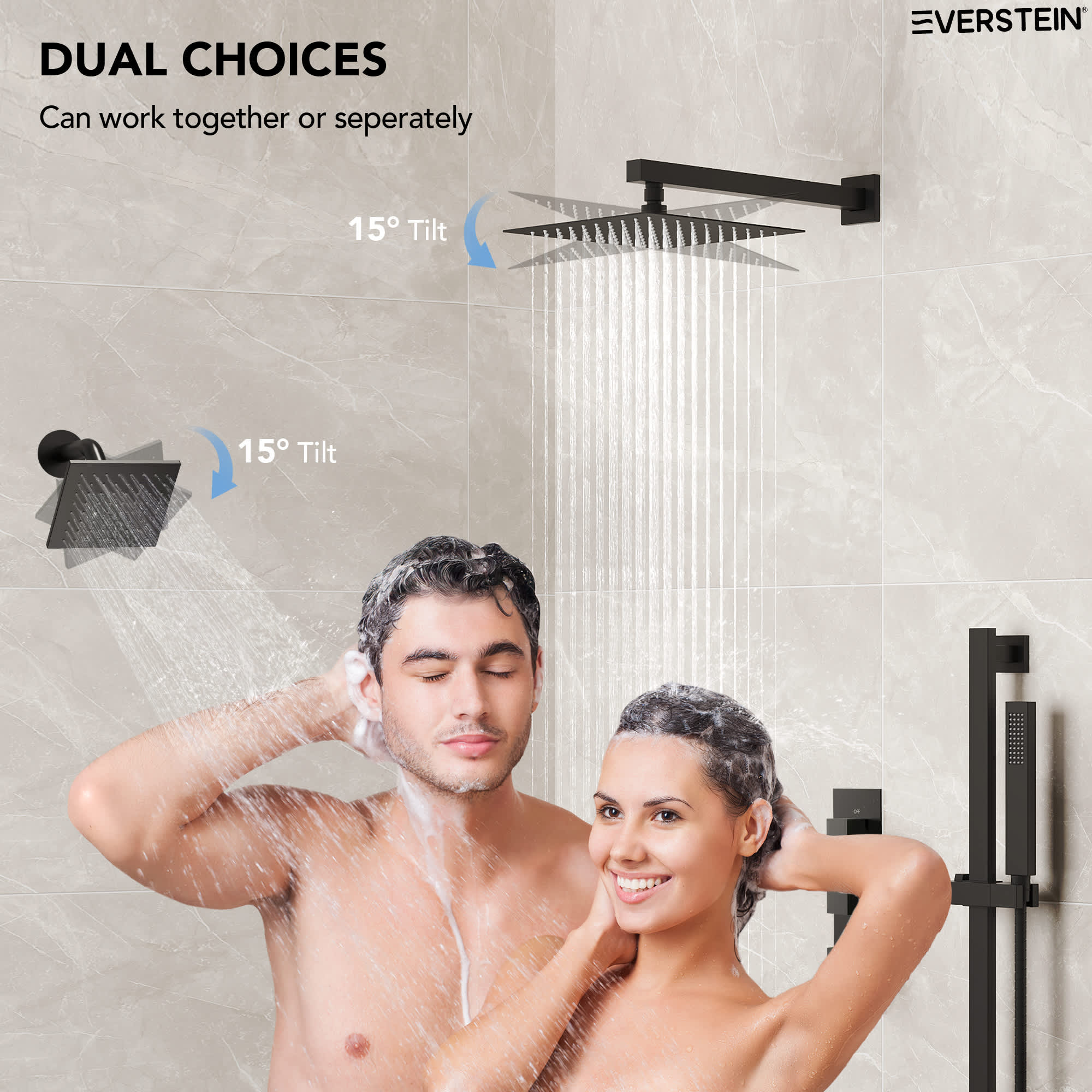 EVERSTEIN SFS-1016A-BK12 Showerhead-Bar-Panels - View #6