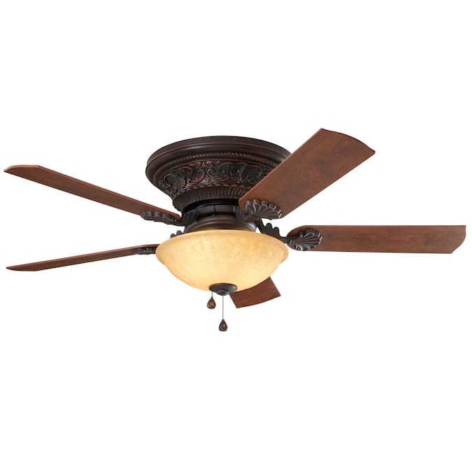 Harbor Breeze Lynstead 52 In Specialty Bronze Led Indoor Flush Mount Ceiling Fan 5 Blade The Fans Department At Com - Harbor Breeze Ceiling Fan Replacement Glass Bowl