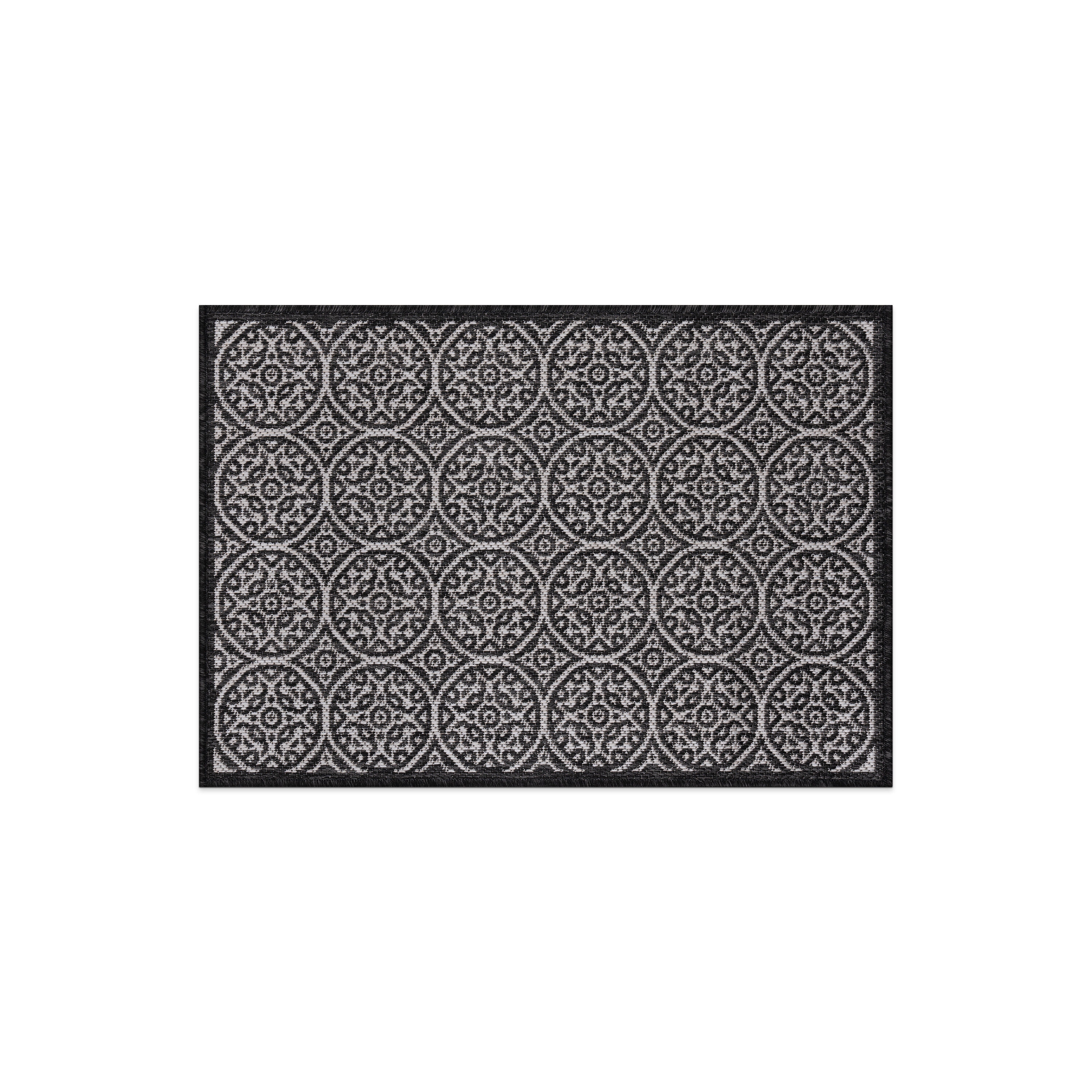 World Rug Gallery 121BLACK2X3 Summer 2 x 3 (ft) Loomed Polypropylene Black Rectangular Indoor/Outdoor Floral/Botanical Mid-Century Modern Area rug