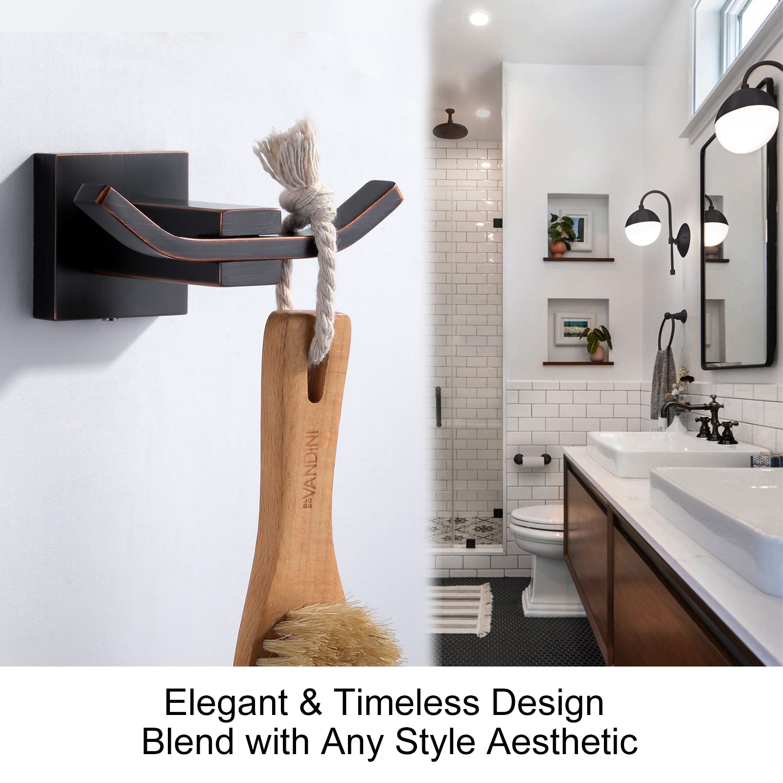 Oil Rubbed Bronze Double Wall Mount Towel Hook