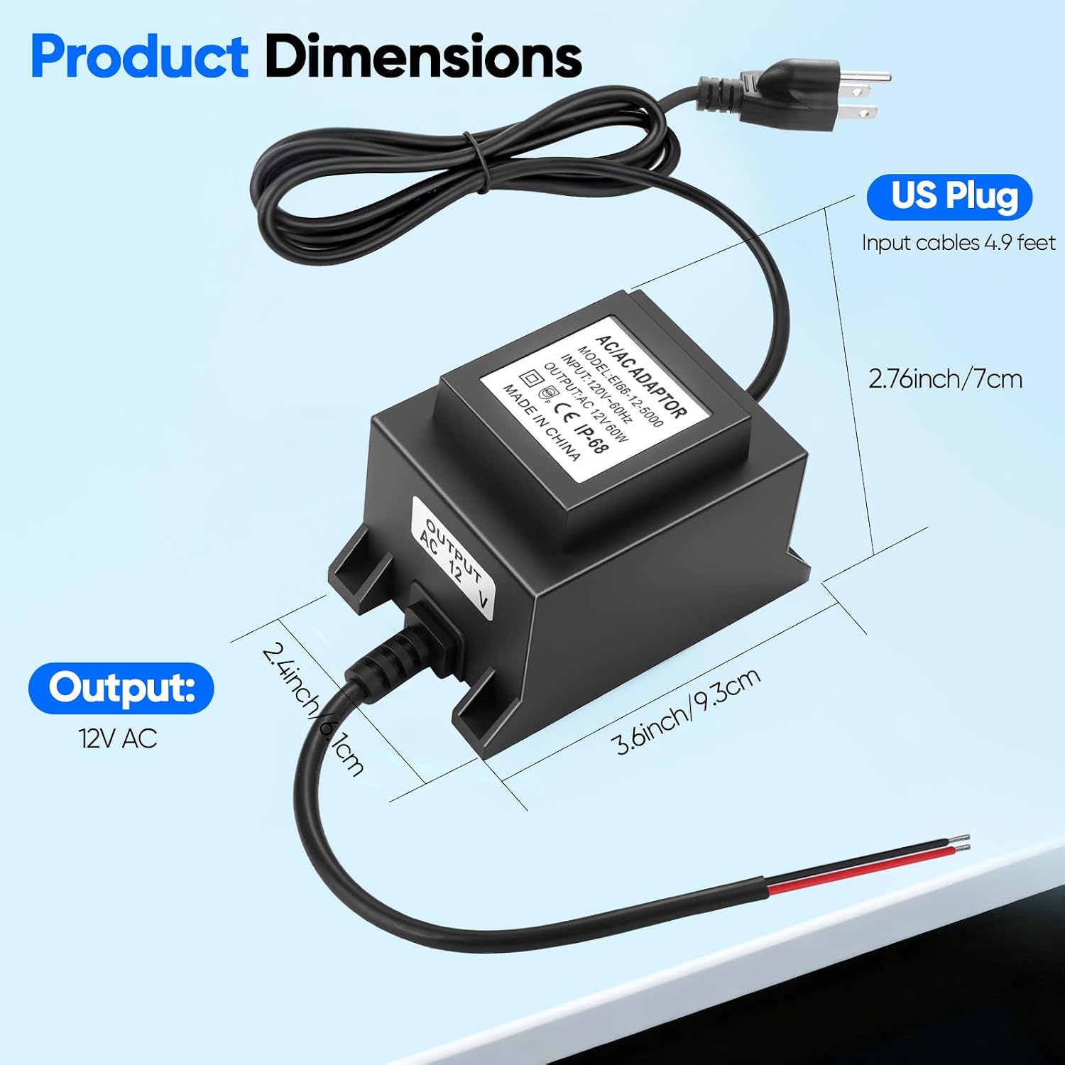 KIWDZFU 12V Low Voltage Landscape Transformer 60W 5A Power Supply 110 ...