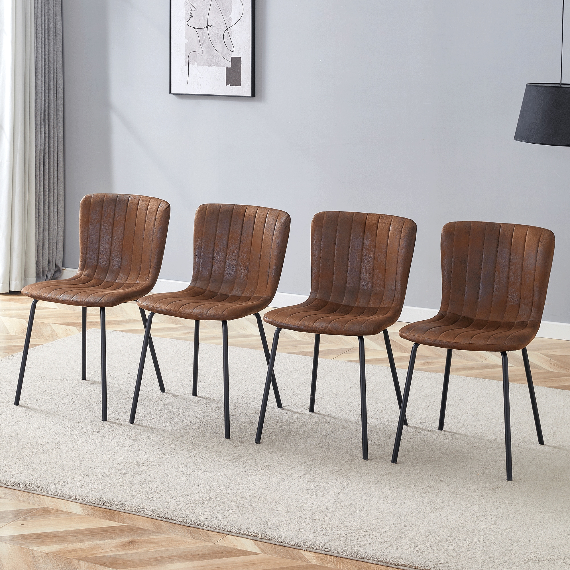 Sumyeg WF-HW66401BN-2-LA Set of 2 armless upholstered leisure accent chair Casual Polyester Upholstered Dining Side Chair (Wood Frame)