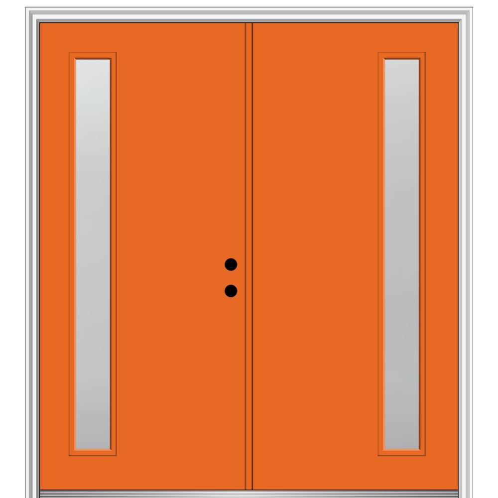 60 in. x 80 in. Right Hand Active Primed MDF Glass 10-Lite Clear True  Divided Prehung Interior French Door