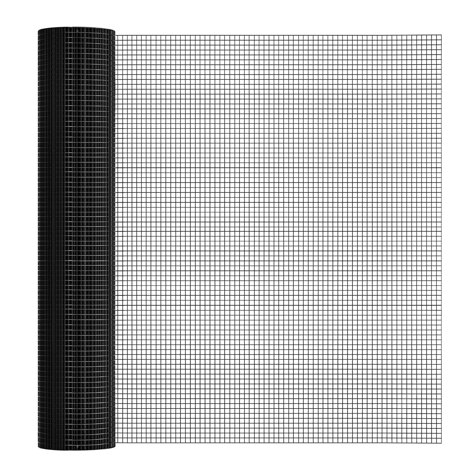 ITOPFOX  Black Vinyl Coated Welded Wire Mesh Roll 19 Gauge Half Inch Mesh 16 Inch x 10 Foot Rust Proof Fencing for Gardens Poultry Animal Cage