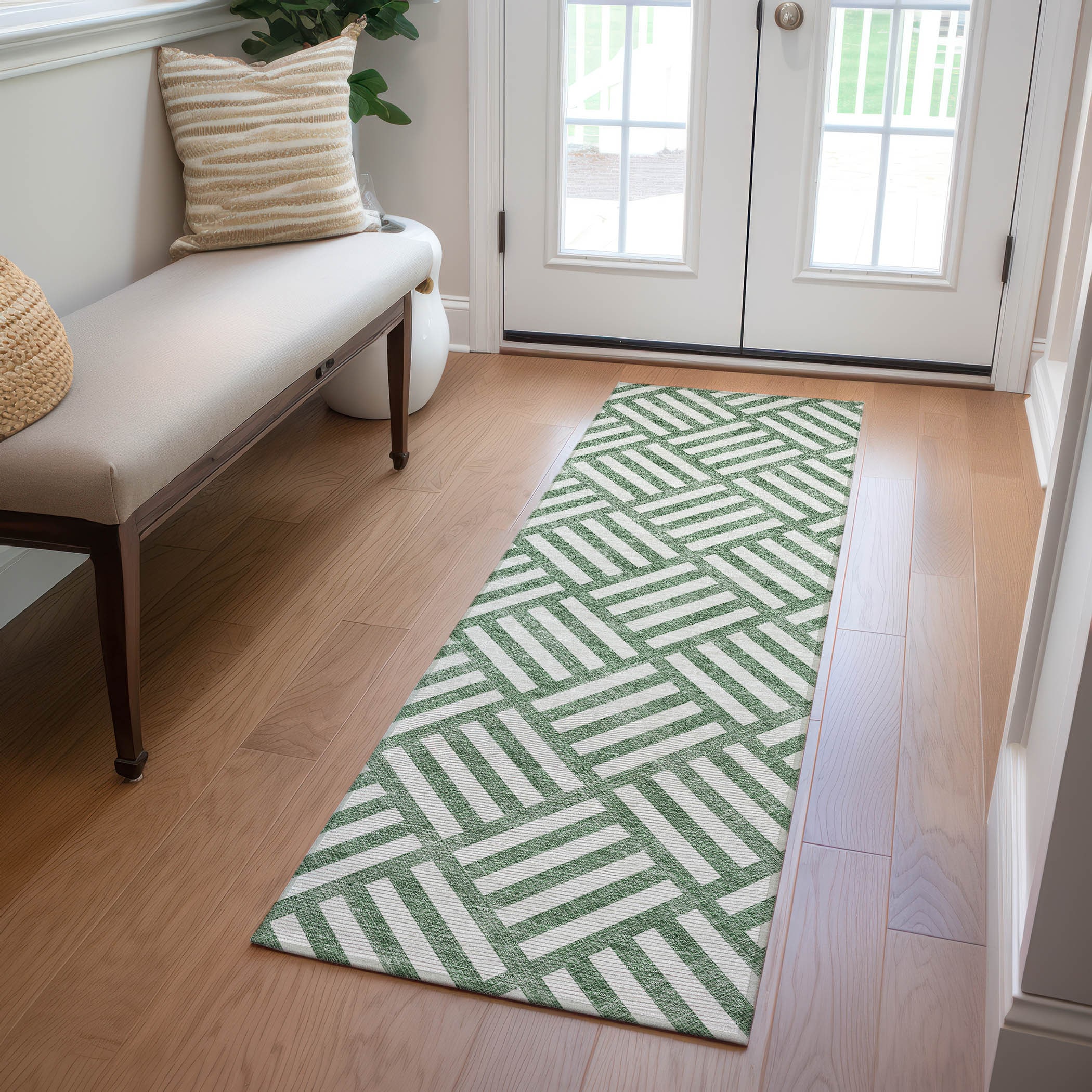 Addison Rugs ACN620GE2X8 Chantille ACN620GE 2 x 7 (ft) Polyester Green Rectangular Indoor/Outdoor Abstract Machine washable Runner rug