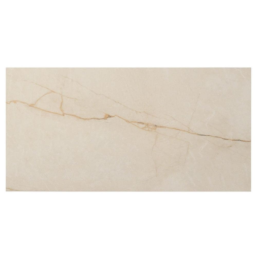 Artmore Tile EXT3RD103517 Sample- Grace Crema 4-in x 8-in Polished Porcelain Marble Look Floor and Wall Tile