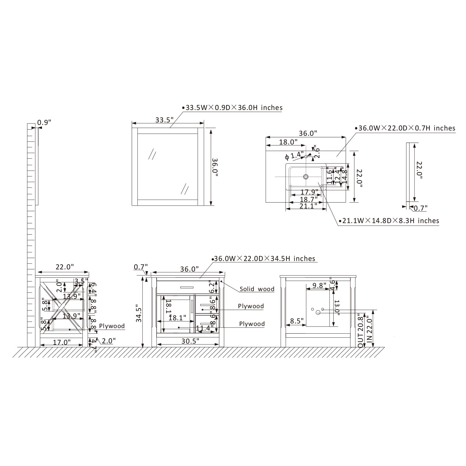 Altair 535036-WH-CA Bath-Vanity-Combo - View #10