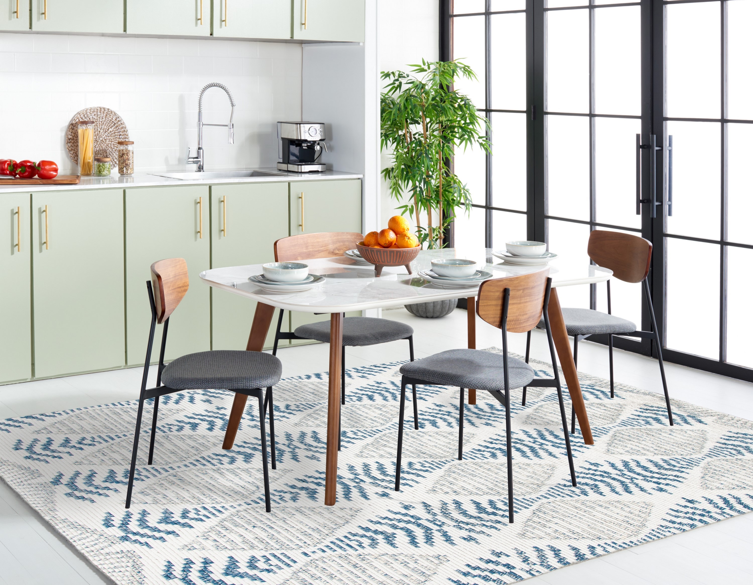 Kenya Blue and Ivory Hand-Knotted Wool 8' x 10' Area Rug