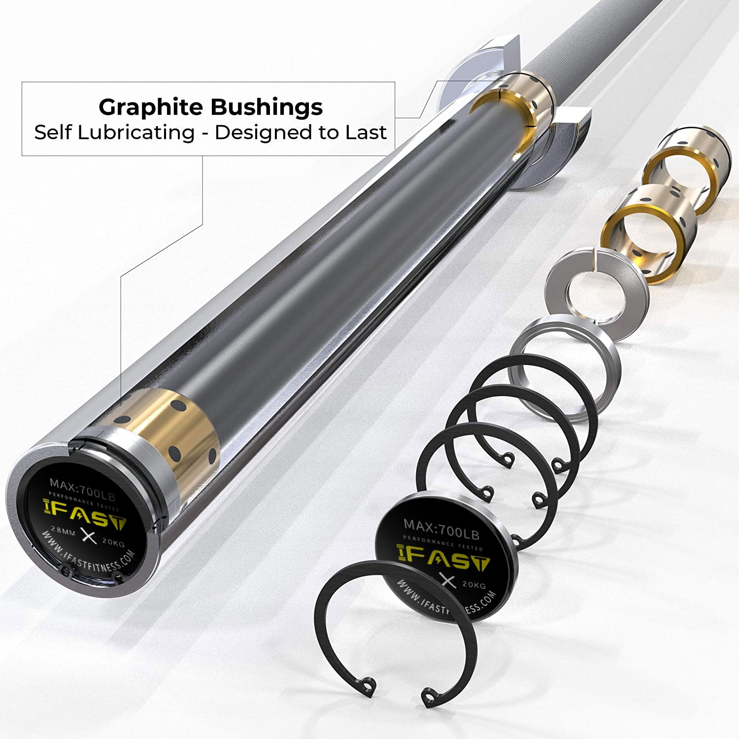 LUXEYARD Barbell Bar for 2in Olympic Plates Home Gym Weightlifting Bar ...