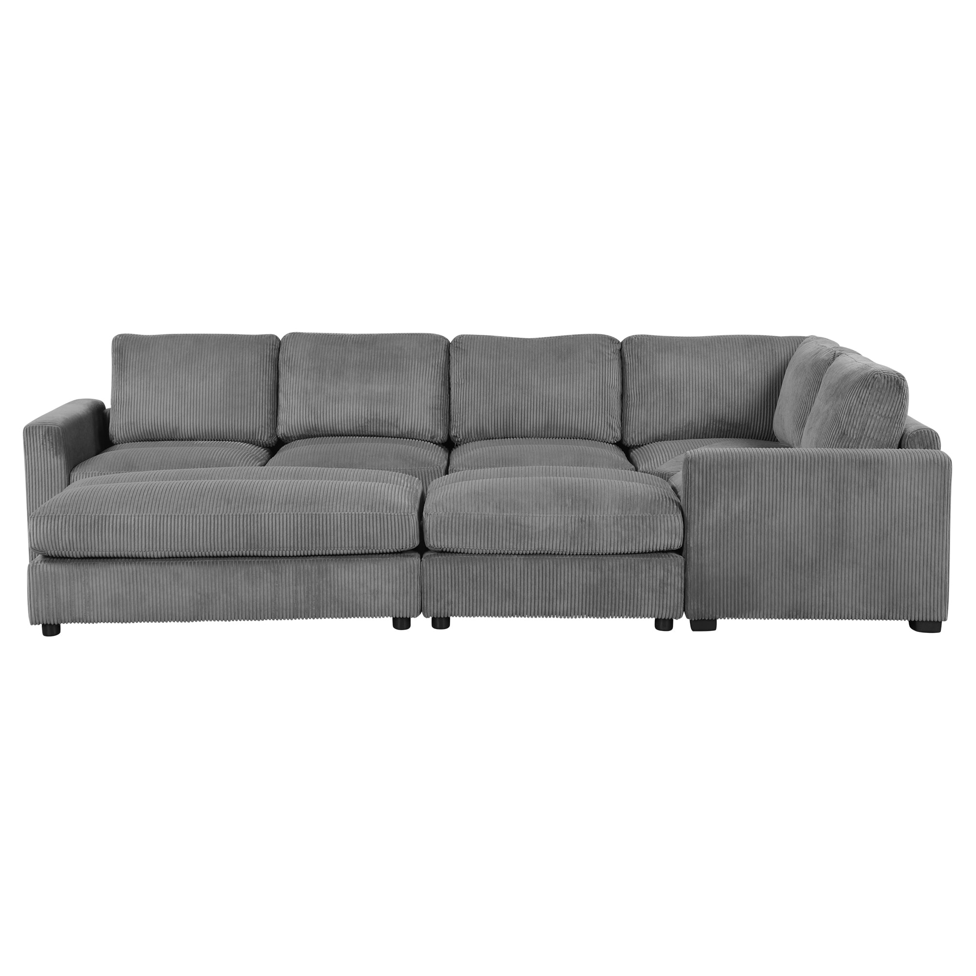 Bybafun YA3700521 121.3-in Modern Gray Reclining Sectional