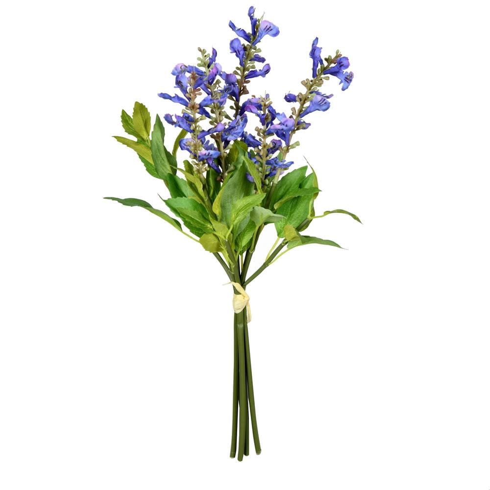 17 Artificial Lilac Flowers - (Set of 6) Primrue Flowers/Leaves Color: Purple