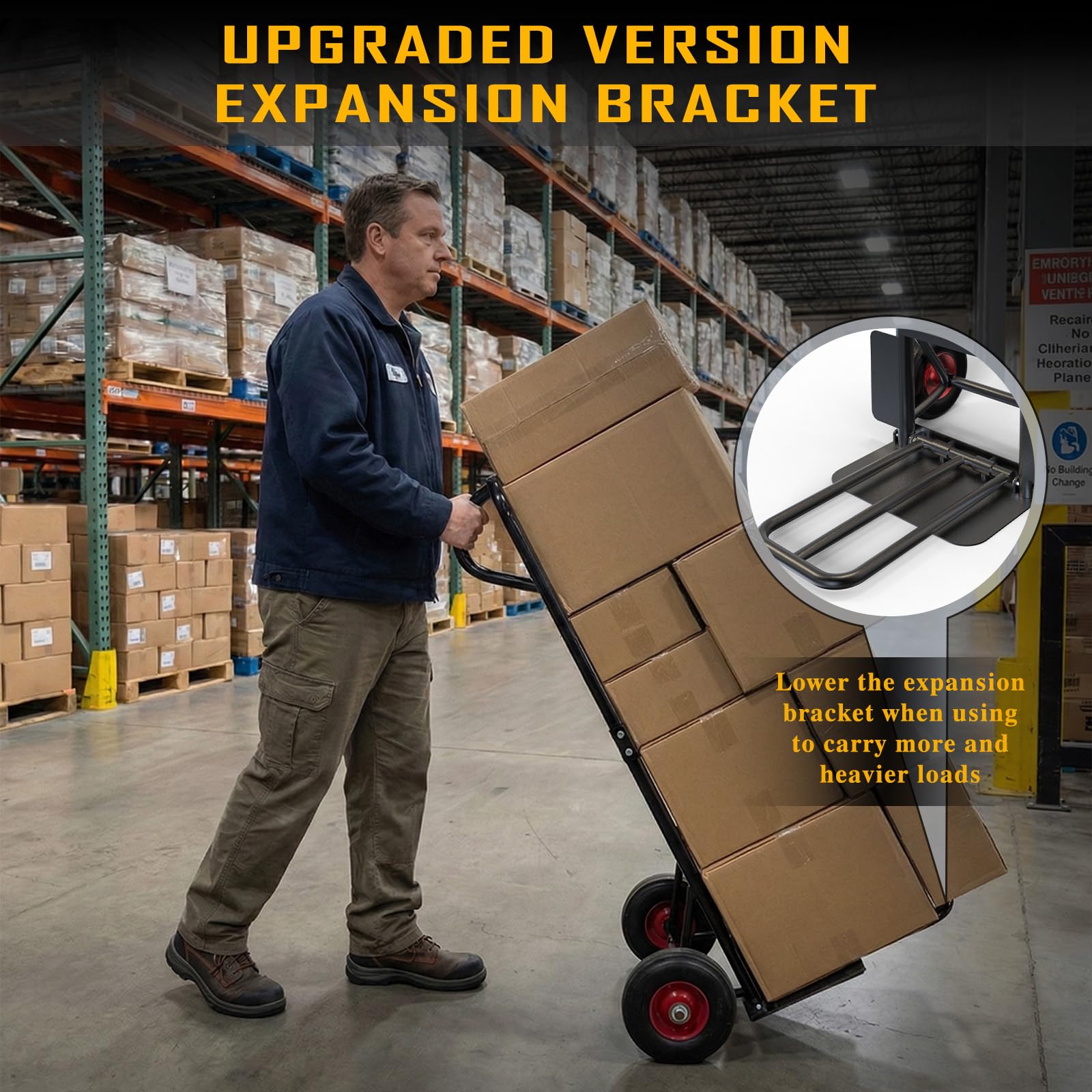 DYRCJ Heavy Duty Hand Truck 600 LB Capacity Steel 2 Wheel Dolly with ...