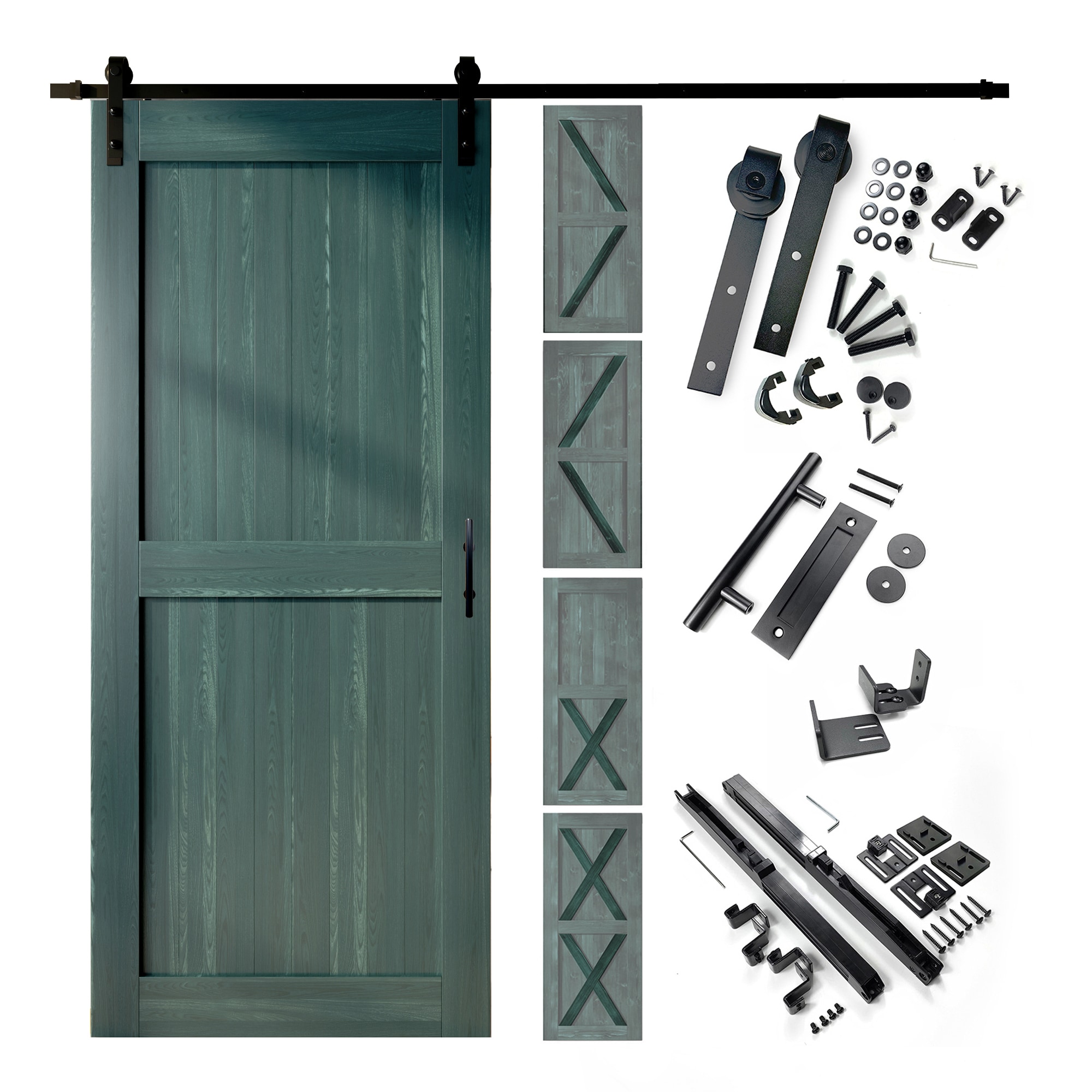 HOMACER YT1TGH084C-4280F-RP 42-in x 80-in Royal Pine Pine Wood Solid core Single Barn Door (Hardware Included)
