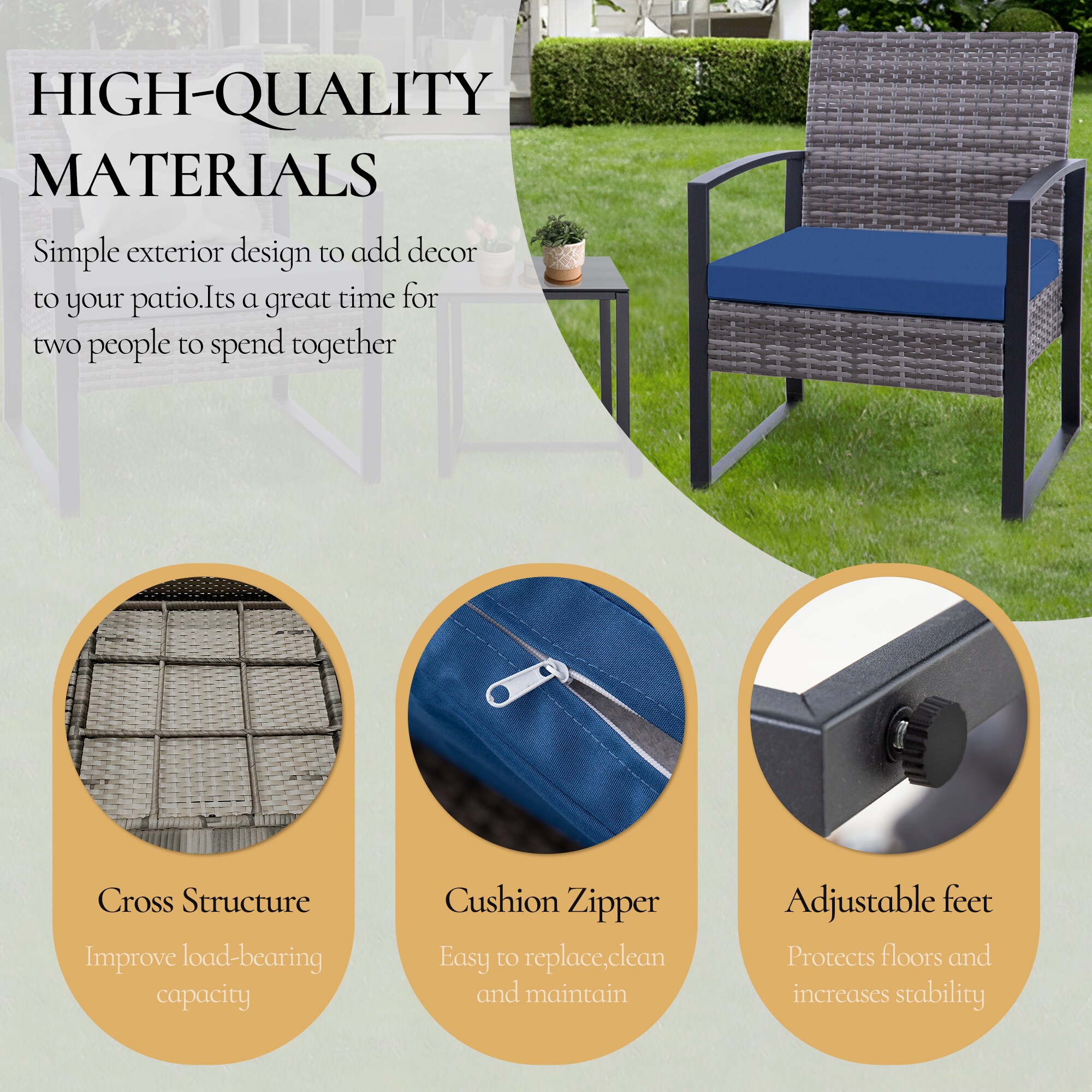 FOREST HOME HB004-GYBL Patio-Conversation-Sets - View #9