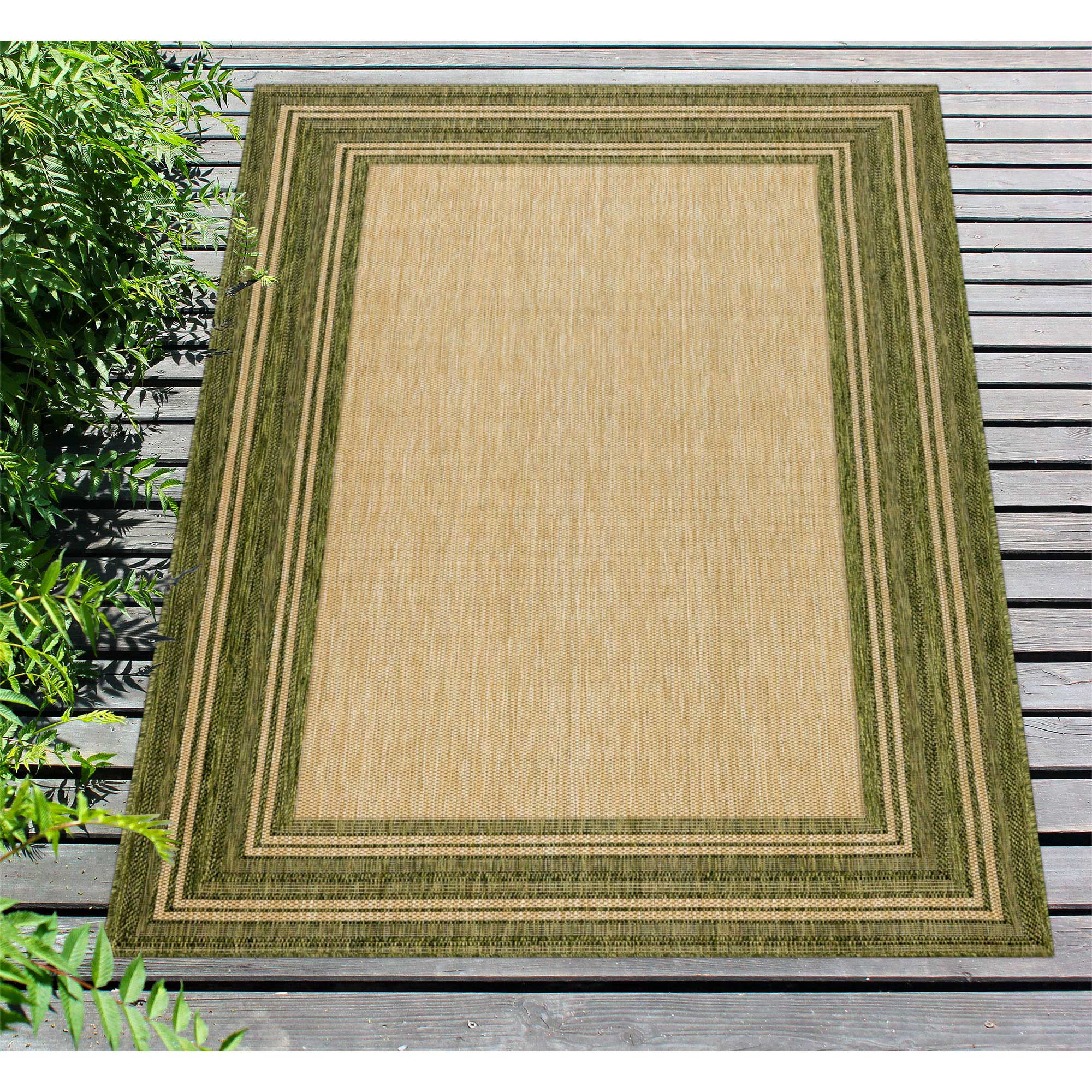 Liora Manne CRE69842506 Carmel 6 x 9 (ft) Polypropylene Green Rectangular Indoor/Outdoor Border Area rug
