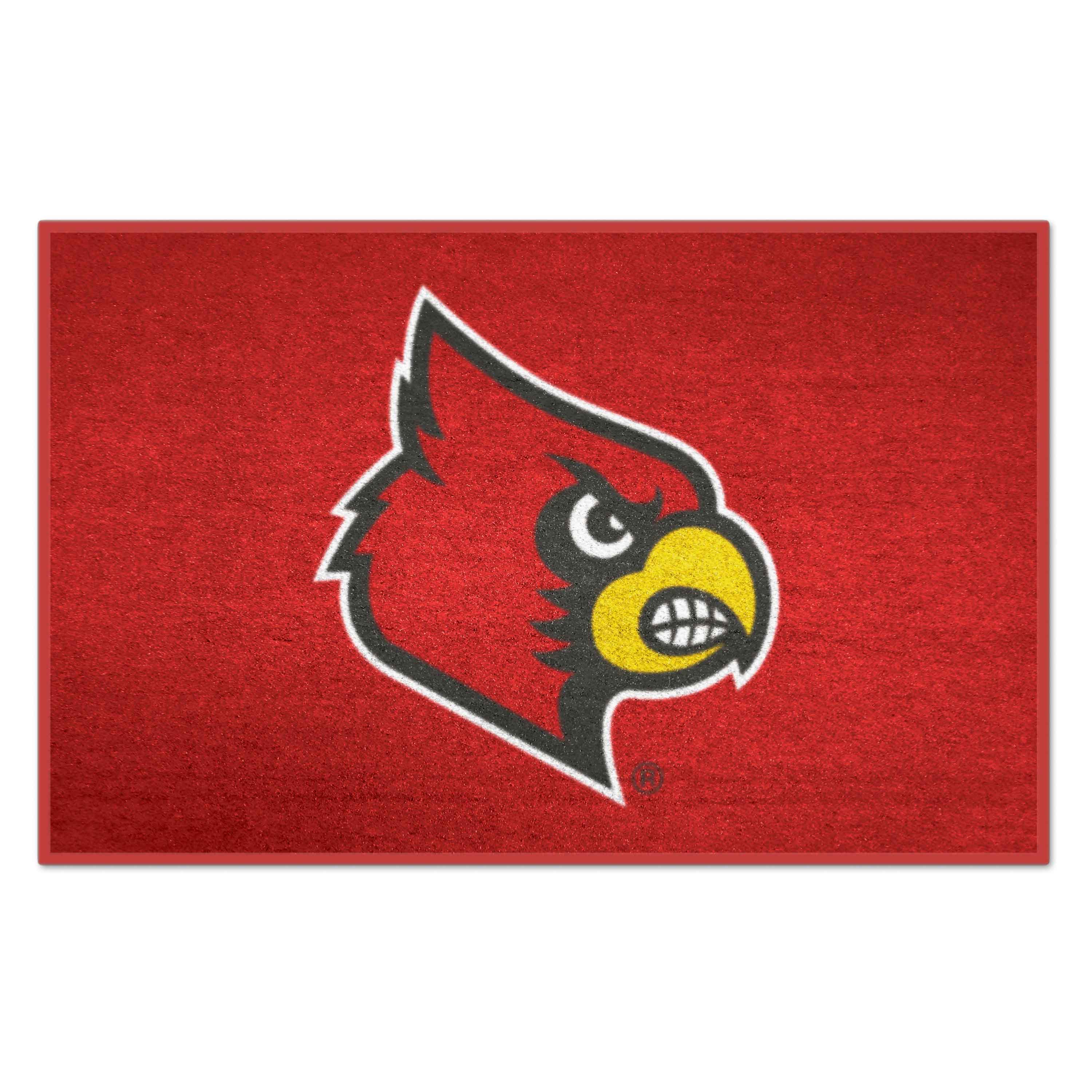  2646 Louisville Cardinals 2-ft x 3-ft Black Vinyl Rectangular Indoor or Outdoor Decorative Sports Door Mat