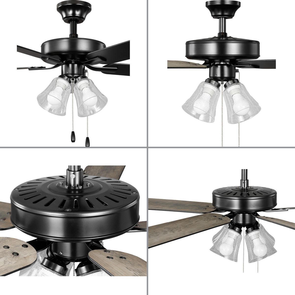 Progress Lighting AirPro Builder Fan 52-in Matte Black with Black ...