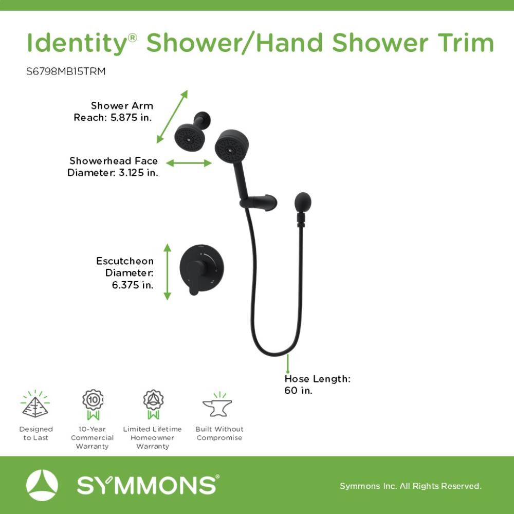 Symmons S6798MB15TRM Showerhead-Bar-Panels - View #2