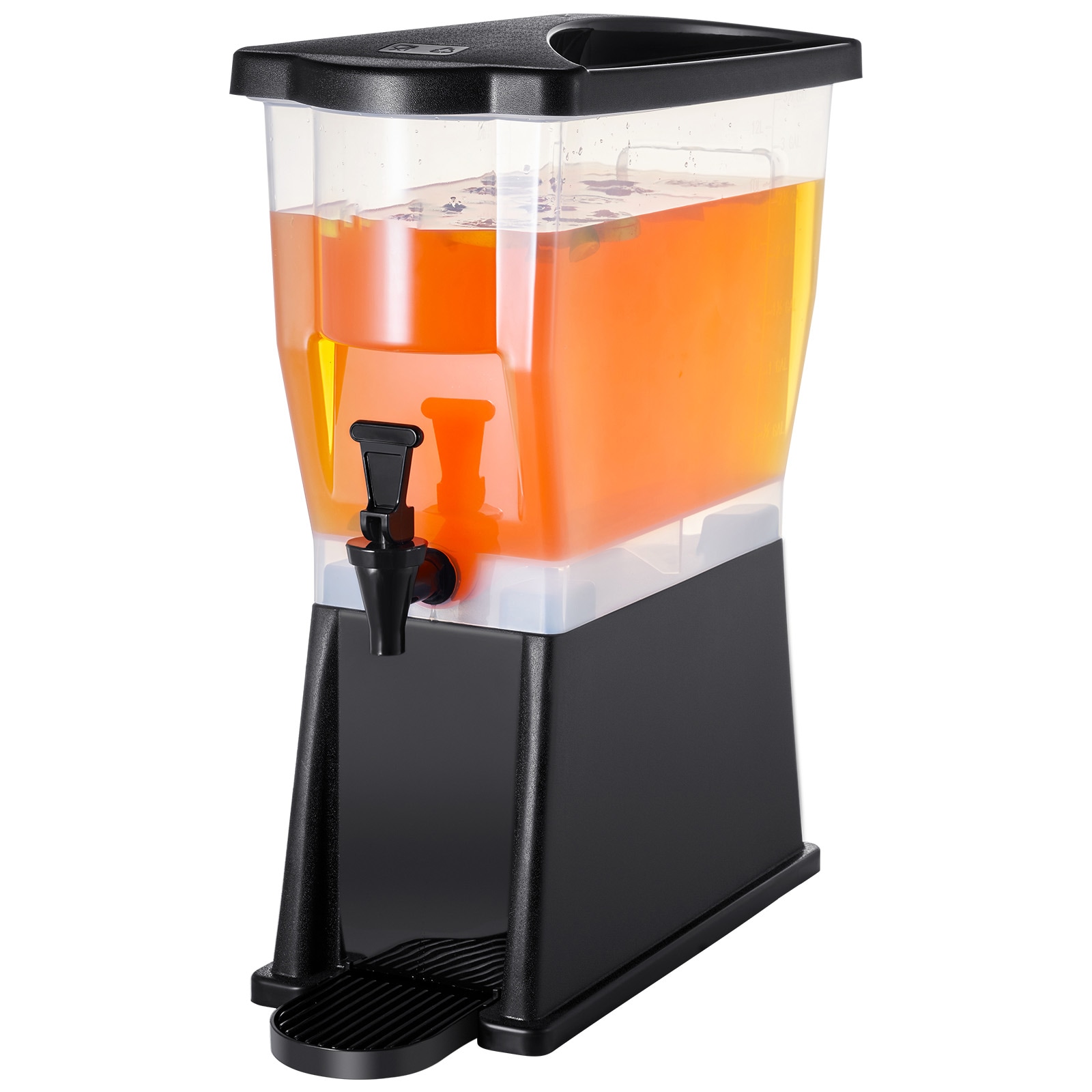 Mecale Plastic 3-Gallon Single Beverage Dispenser with Slim Base Stand Spigot and Lid for Iced Tea Lemonade Clear