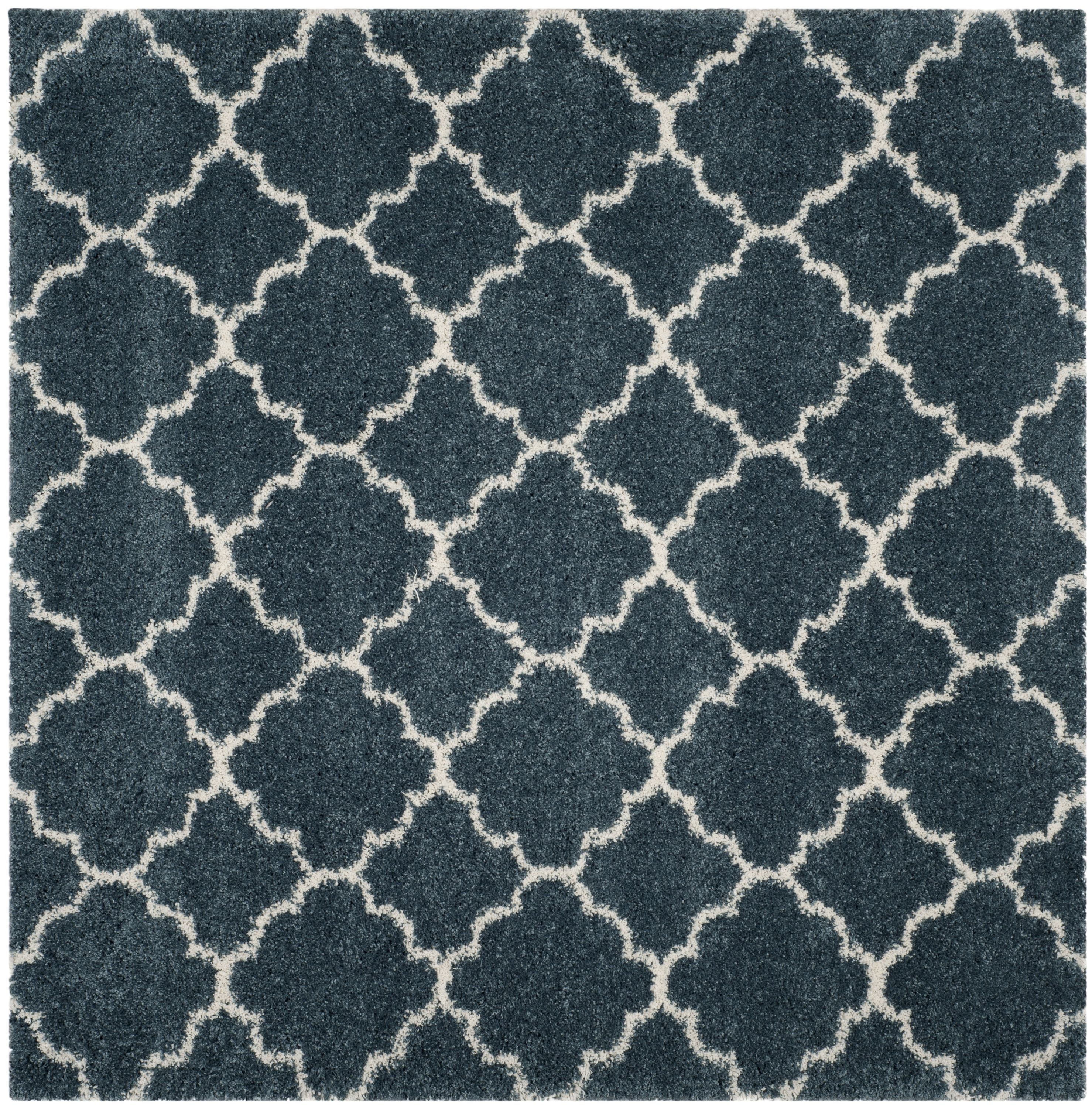 Safavieh SGH282L-7SQ Hudson Theron Shag 7 x 7 (ft) Loomed Polypropylene Slate Blue/Ivory Square Indoor Trellis Area rug