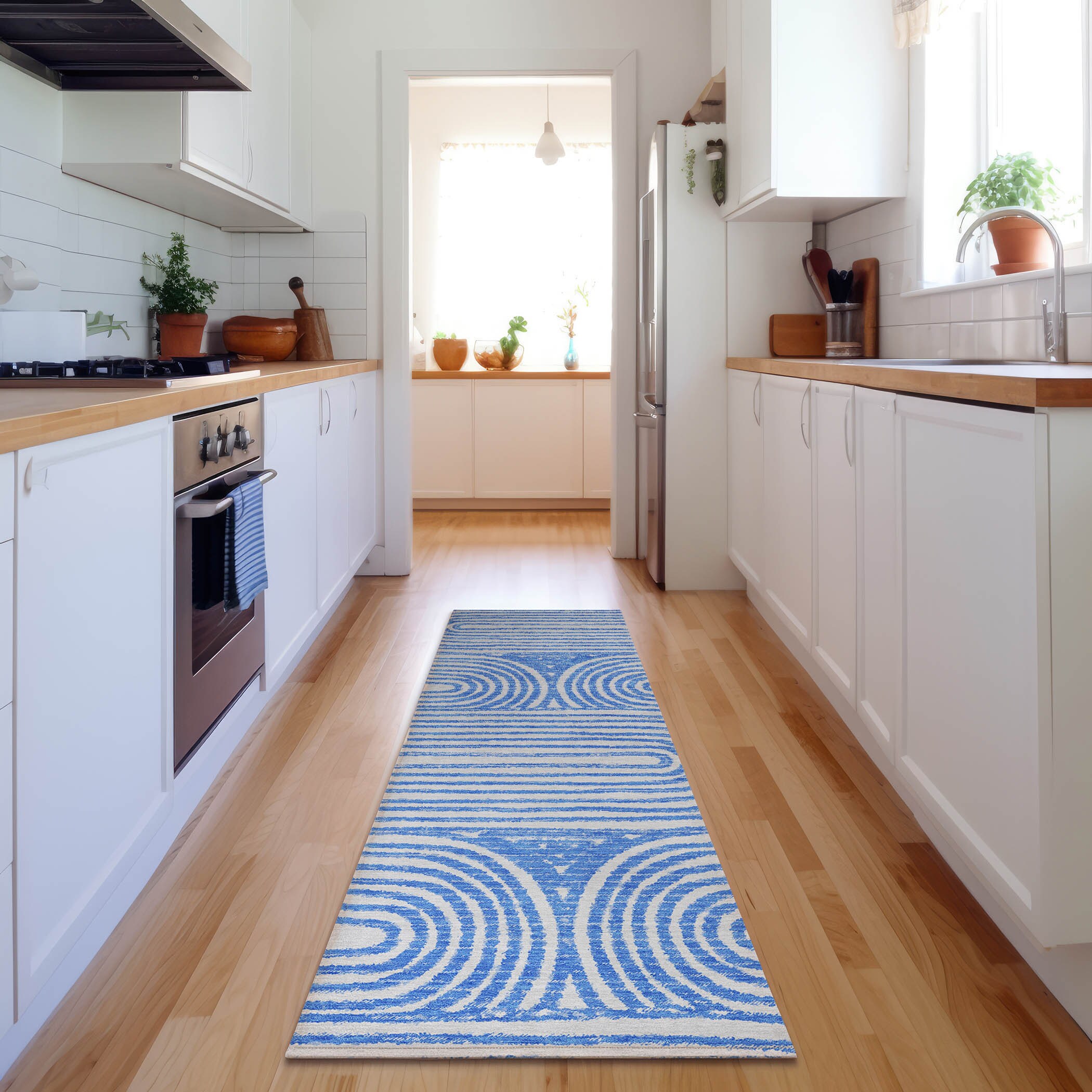 Addison Rugs AMF565BU30X46 Mayfield AMF565BU 2 x 3 (ft) Loomed Polyester Blue Rectangular Indoor Geometric Machine washable Area rug