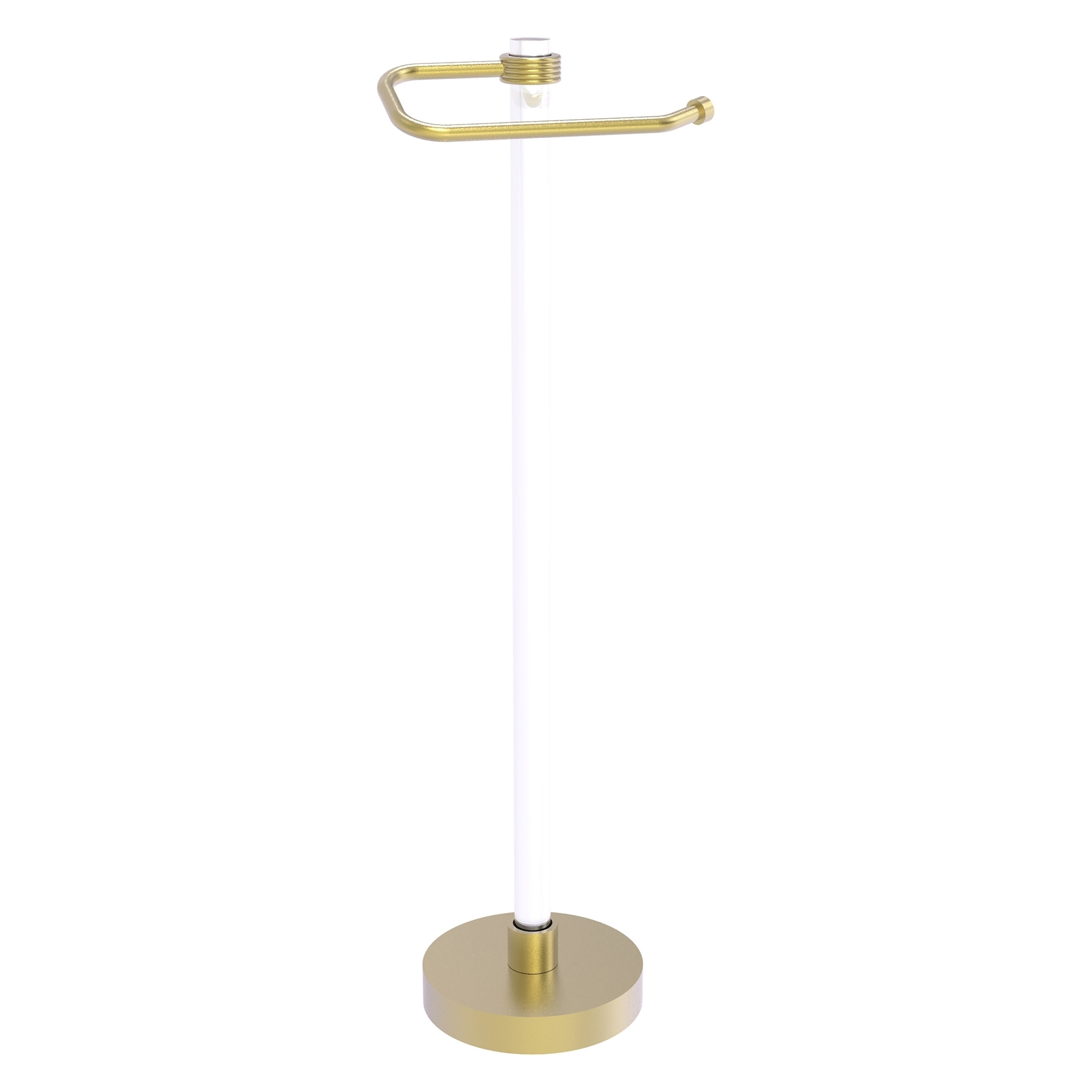 Allied Brass CVTS-25G-SBR Clearview Satin Brass Freestanding Single post Toilet Paper Holder 1 -Rolls with Storage