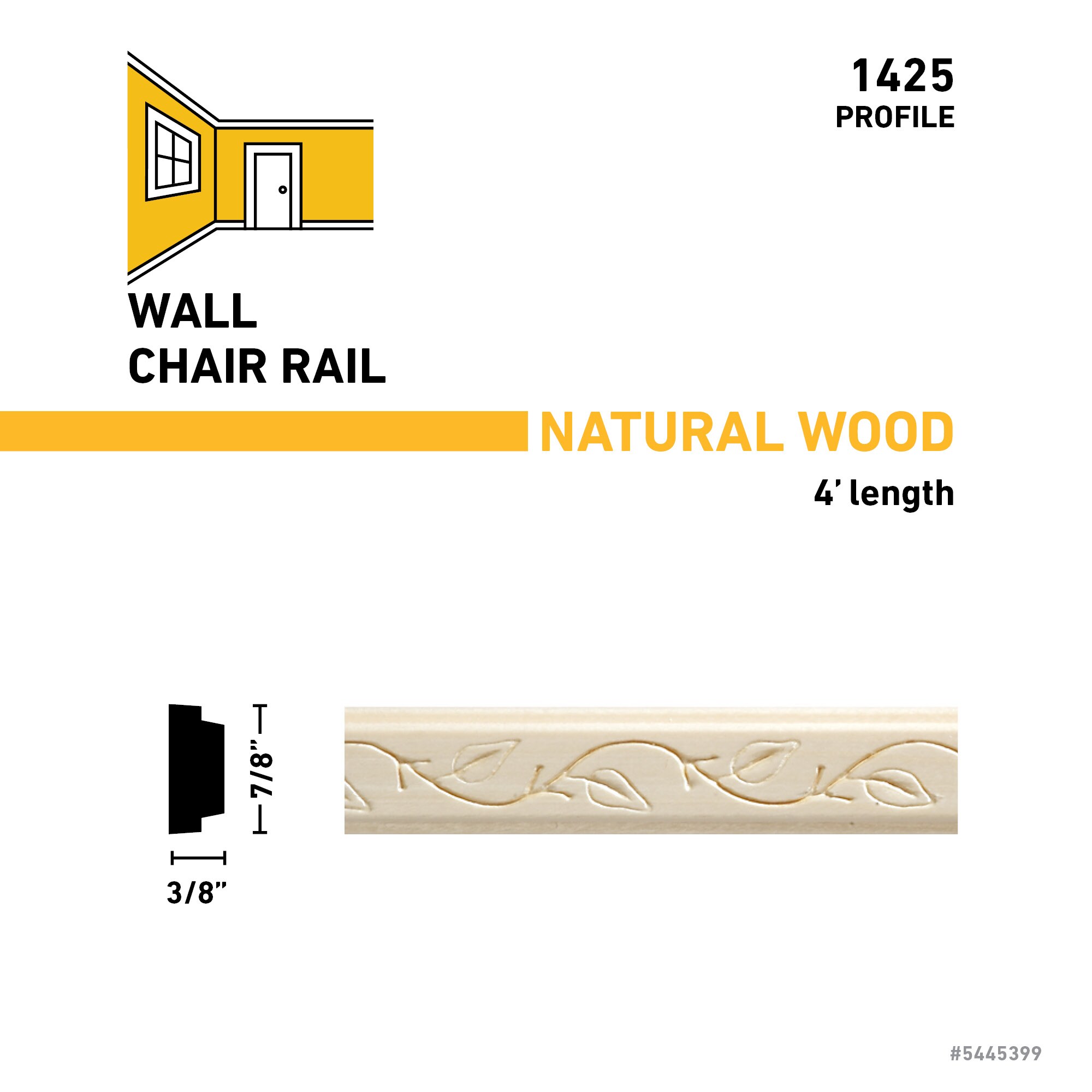 Ornamental Mouldings 1425-4WHW Chair-Rail-Moulding - View #3