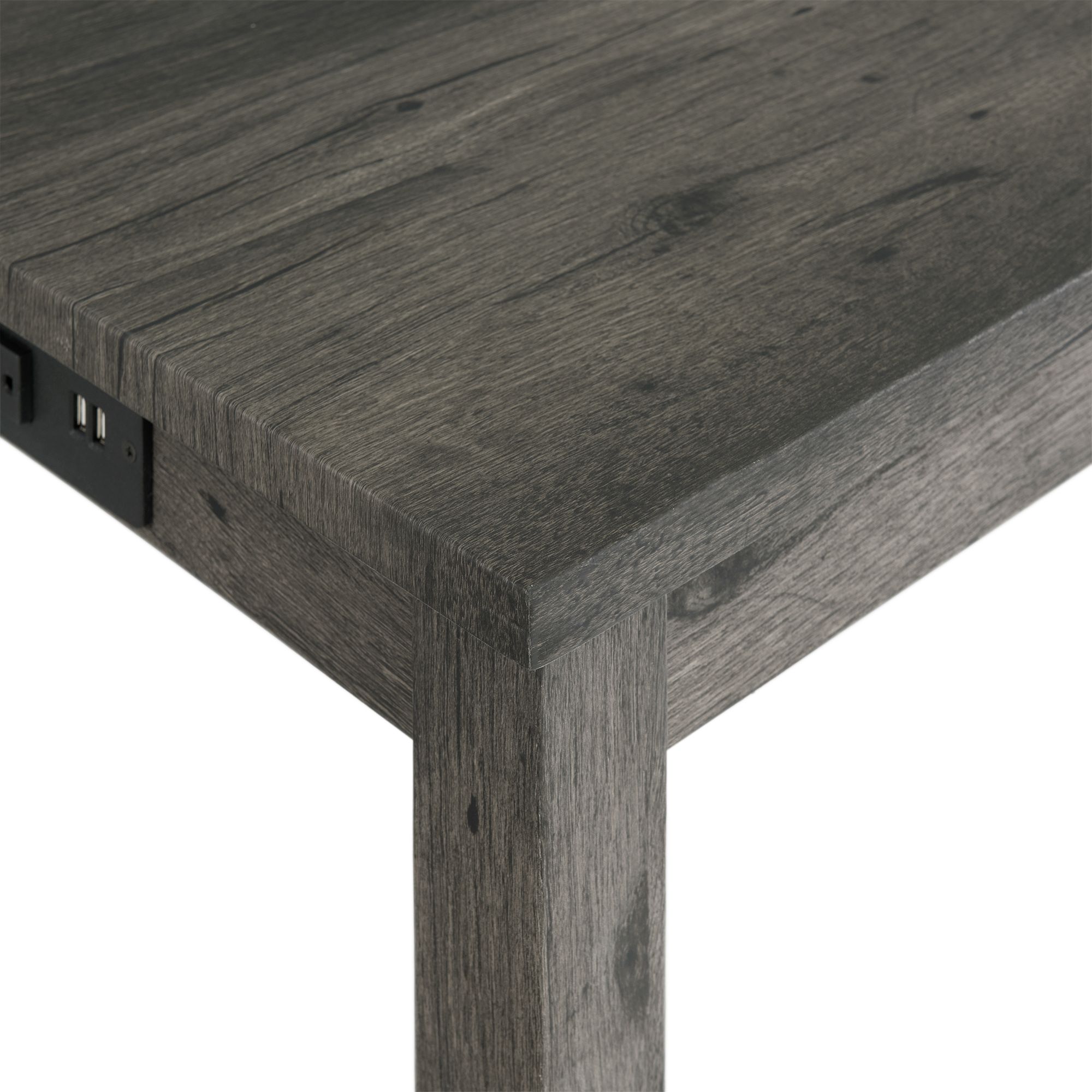 Charcoal Gray Wood Bar Table Set with 4 Upholstered Stools