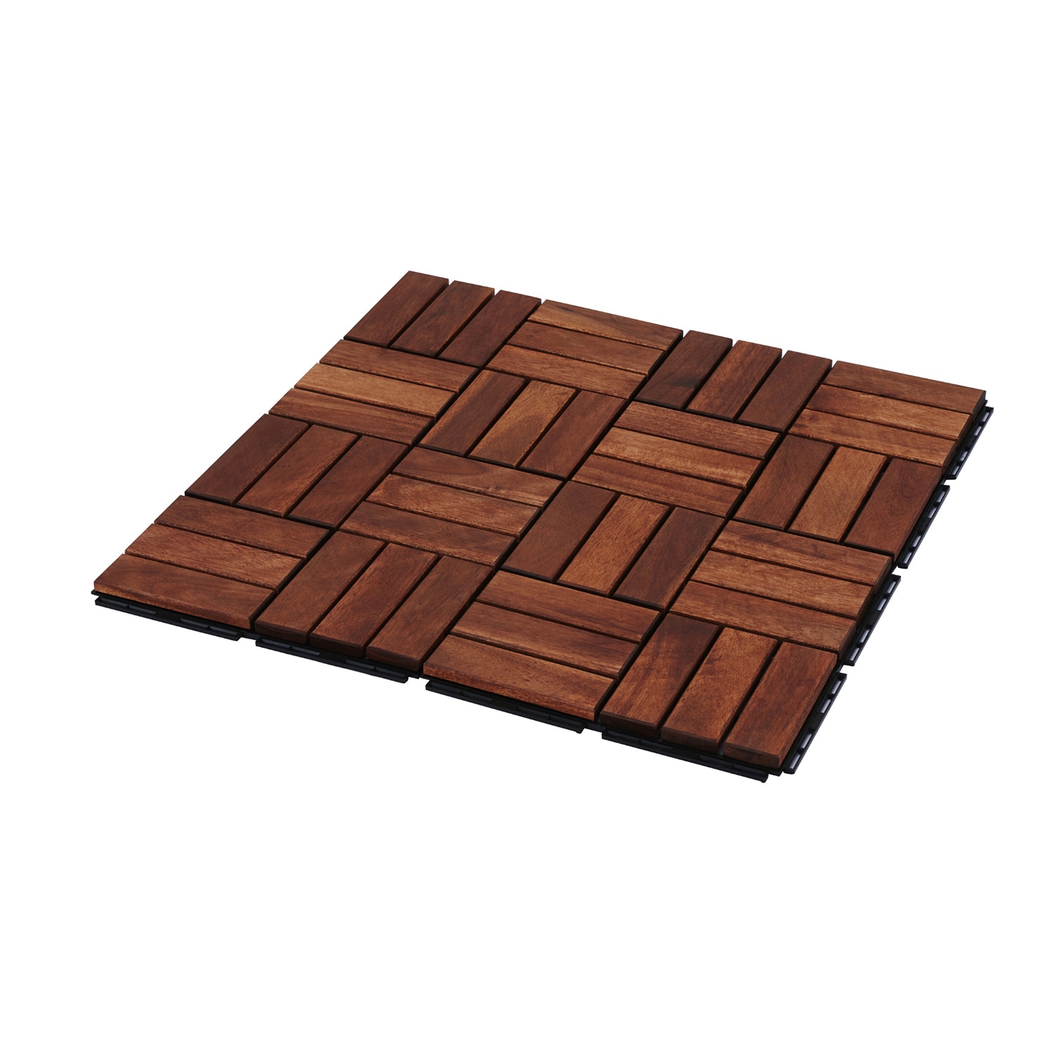Bybafun YA1000009 12-in x 12-in 10 -Pack Brown Pattern 2 Prefinished Tigerwood Deck tile ( 10-sq ft )