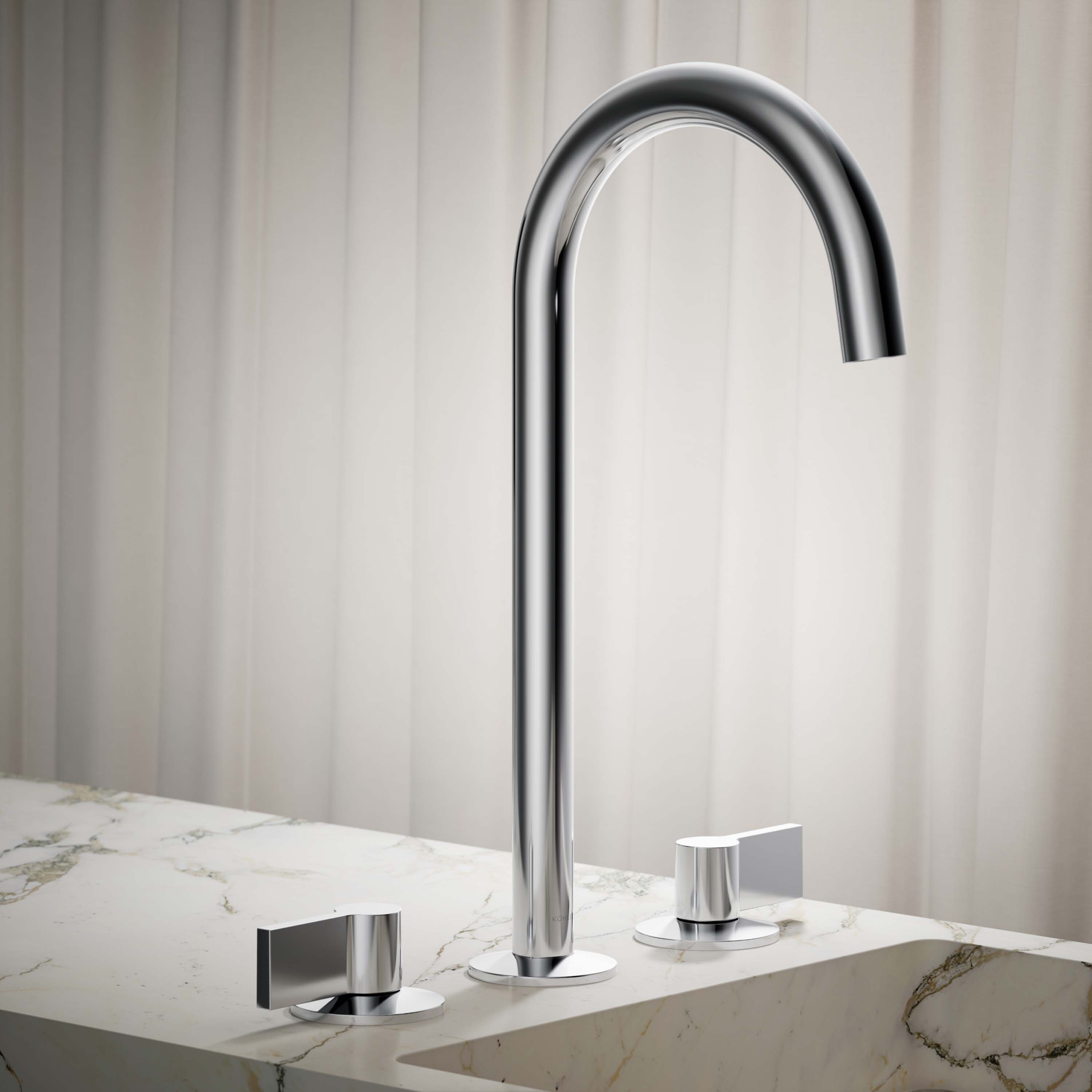 KOHLER K-77965-CP Components Polished Chrome Widespread 2-handle WaterSense Commercial/Residential Touch-on Bathroom Sink Faucet with Drain