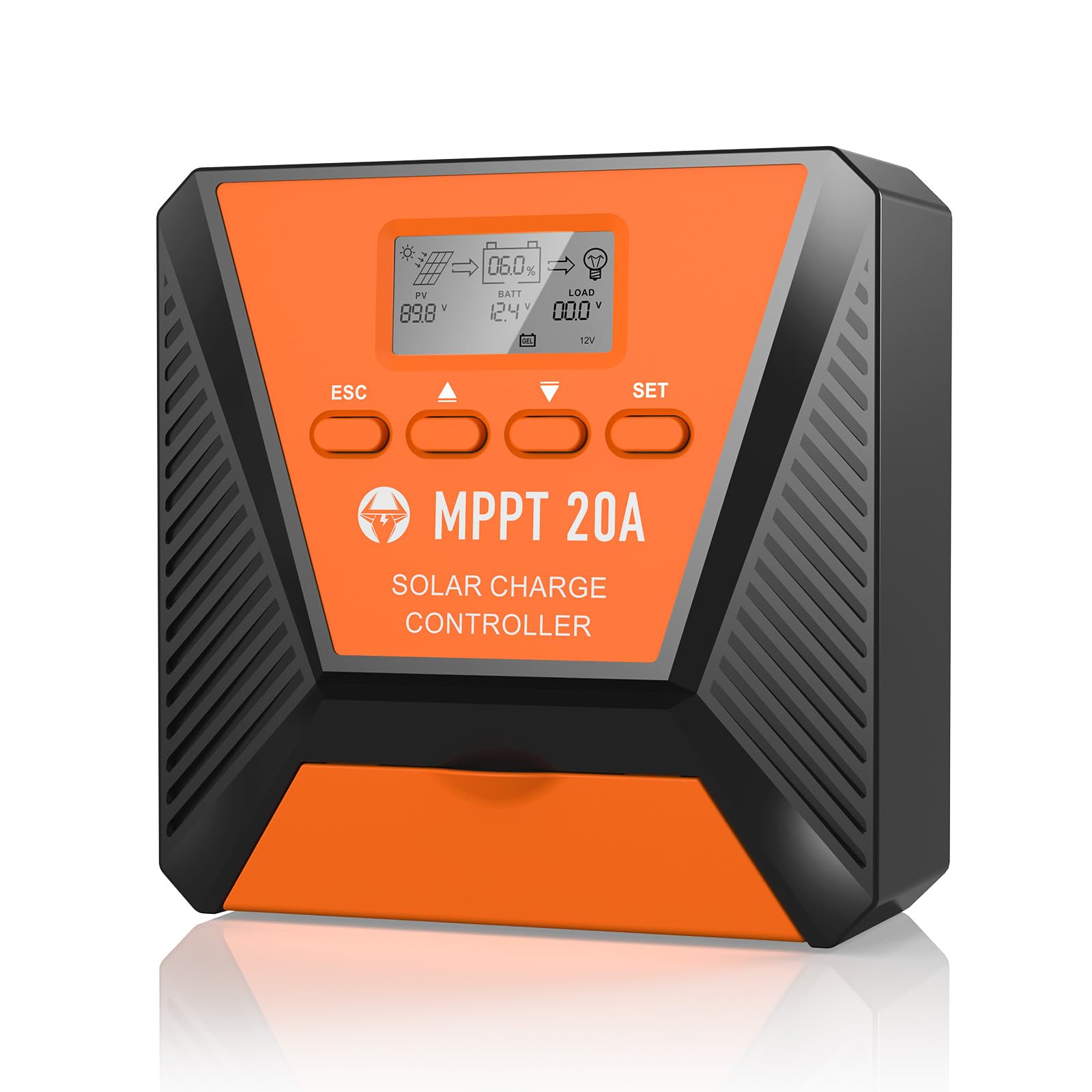 Aoibox 20A MPPT Solar Charge Controller 12V 24V Auto Detect LCD Display Dual USB Ports Timer ON Off Setting #LAB61VAU