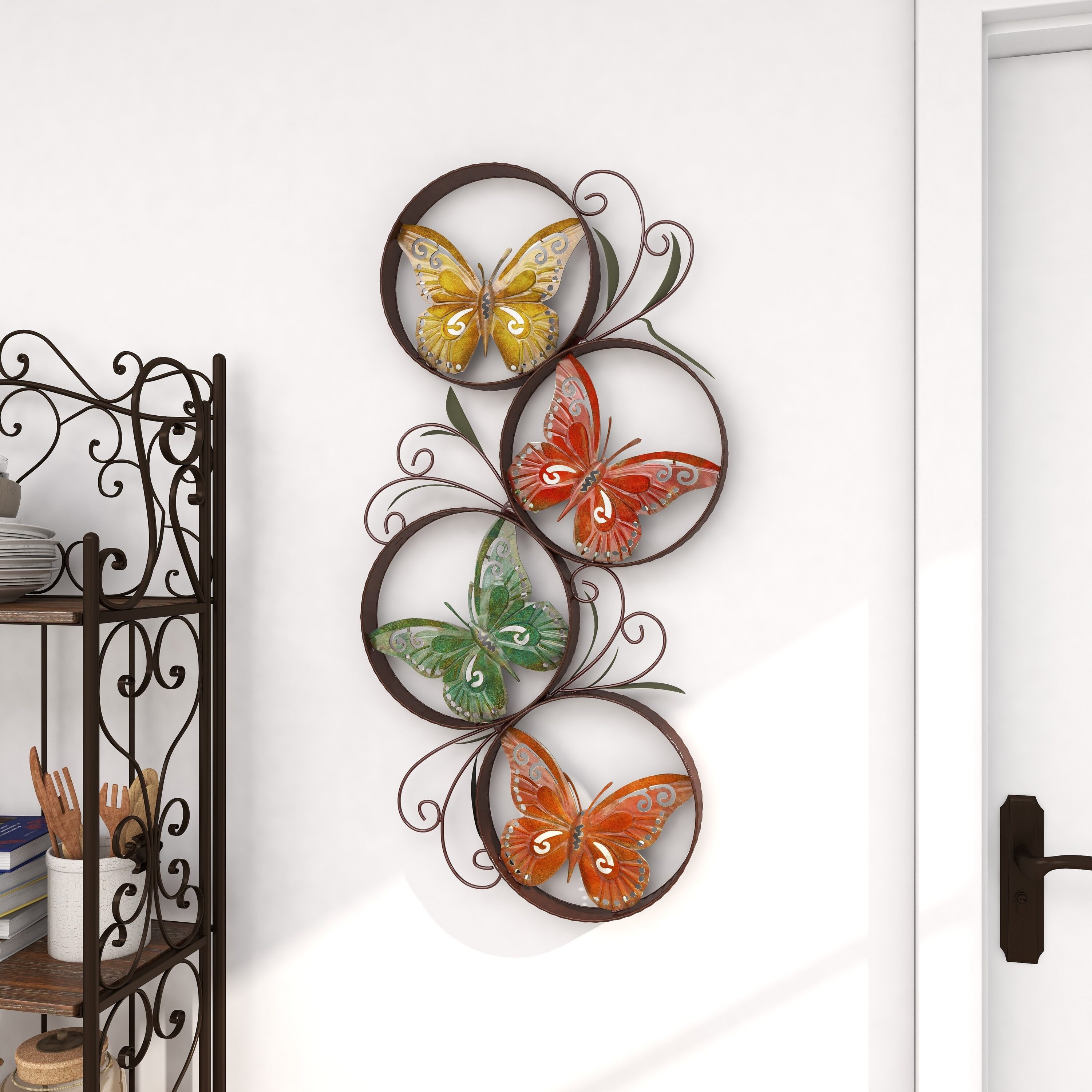 Litton Lane Metal Red Indoor Outdoor Butterfly Wall Decor 64263