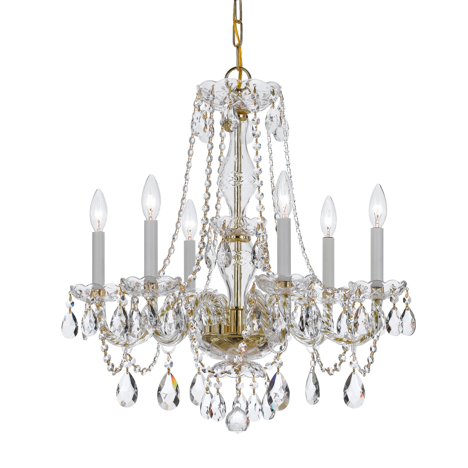 Crystorama 5086-PB-CL-MWP Traditional Crystal 6 -Light Polished Gold Traditional Crystal For Use in Bedrooms, Dining Rooms, Foyers, Kitchens, Living Rooms Chandelier