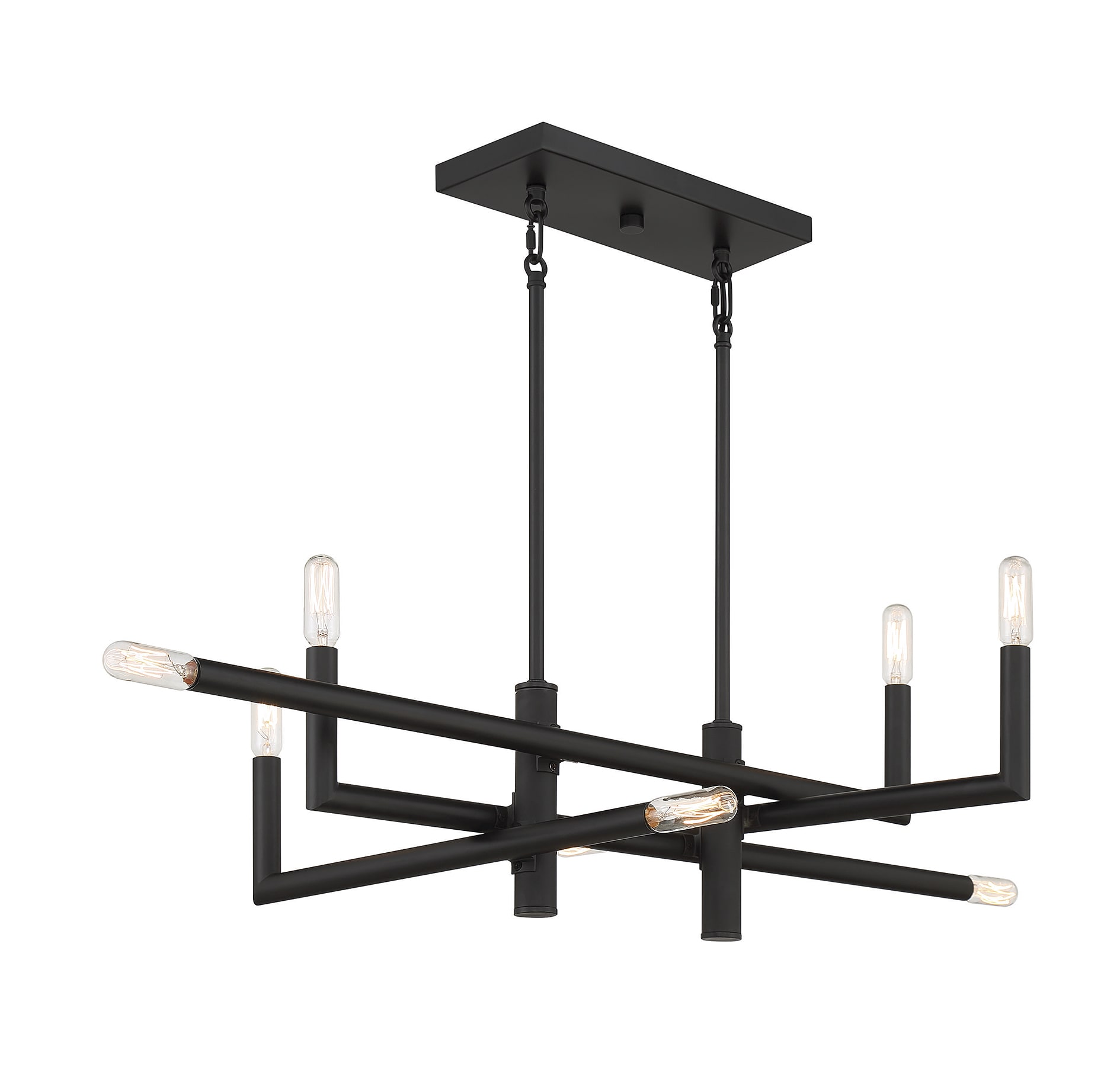 Matte Black 36" Vintage Linear Chandelier with 8 Lights