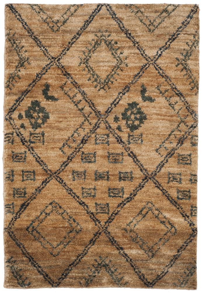 Safavieh BOH667A-4 Bohemian Bourg 4 x 6 (ft) Knotted Jute Natural/Deep Teal Rectangular Indoor Trellis Bohemian/Eclectic Area rug