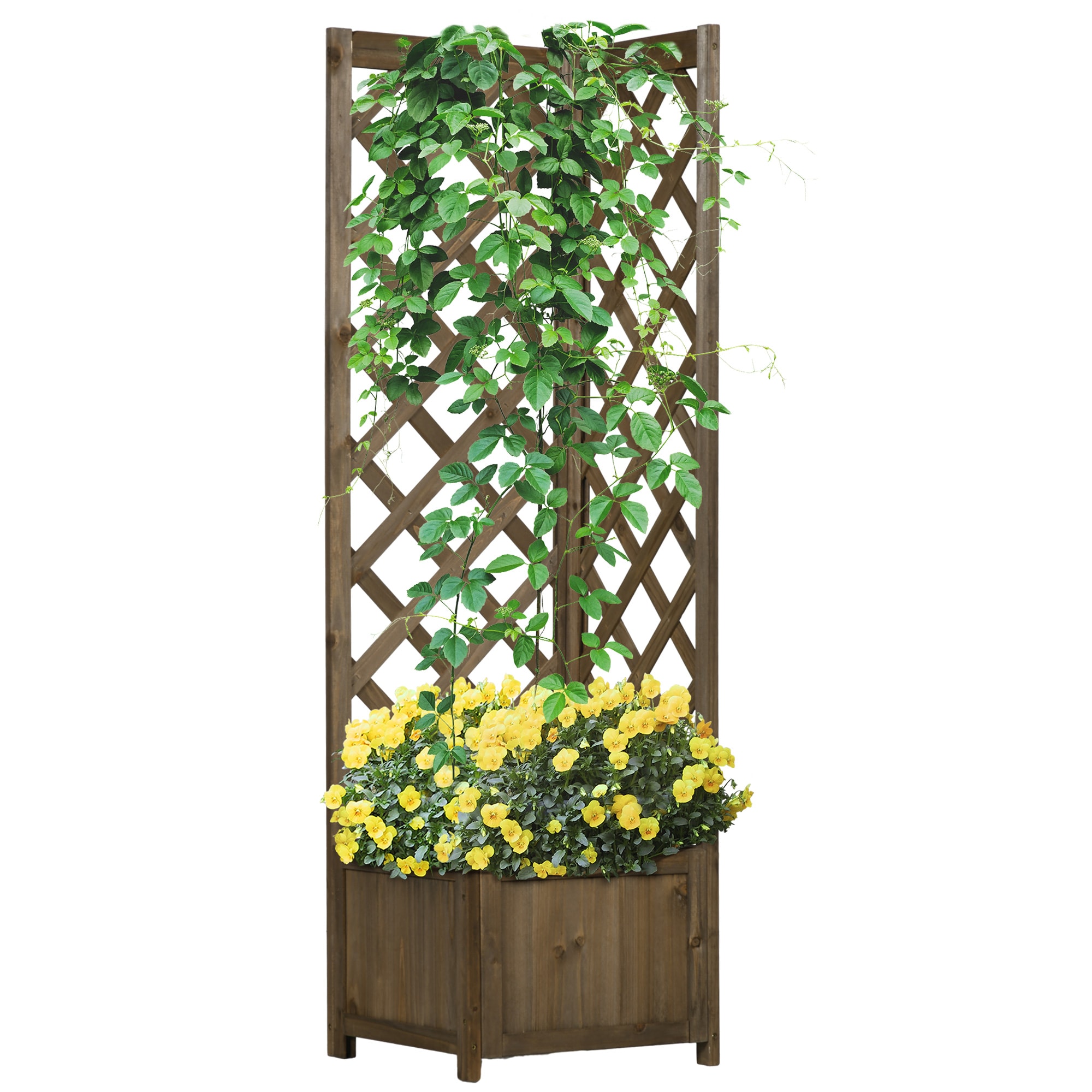 Siavonce XH91111 15.75-in W x 15.75-in L x 57-in H Brown Wood Raised Planter Box