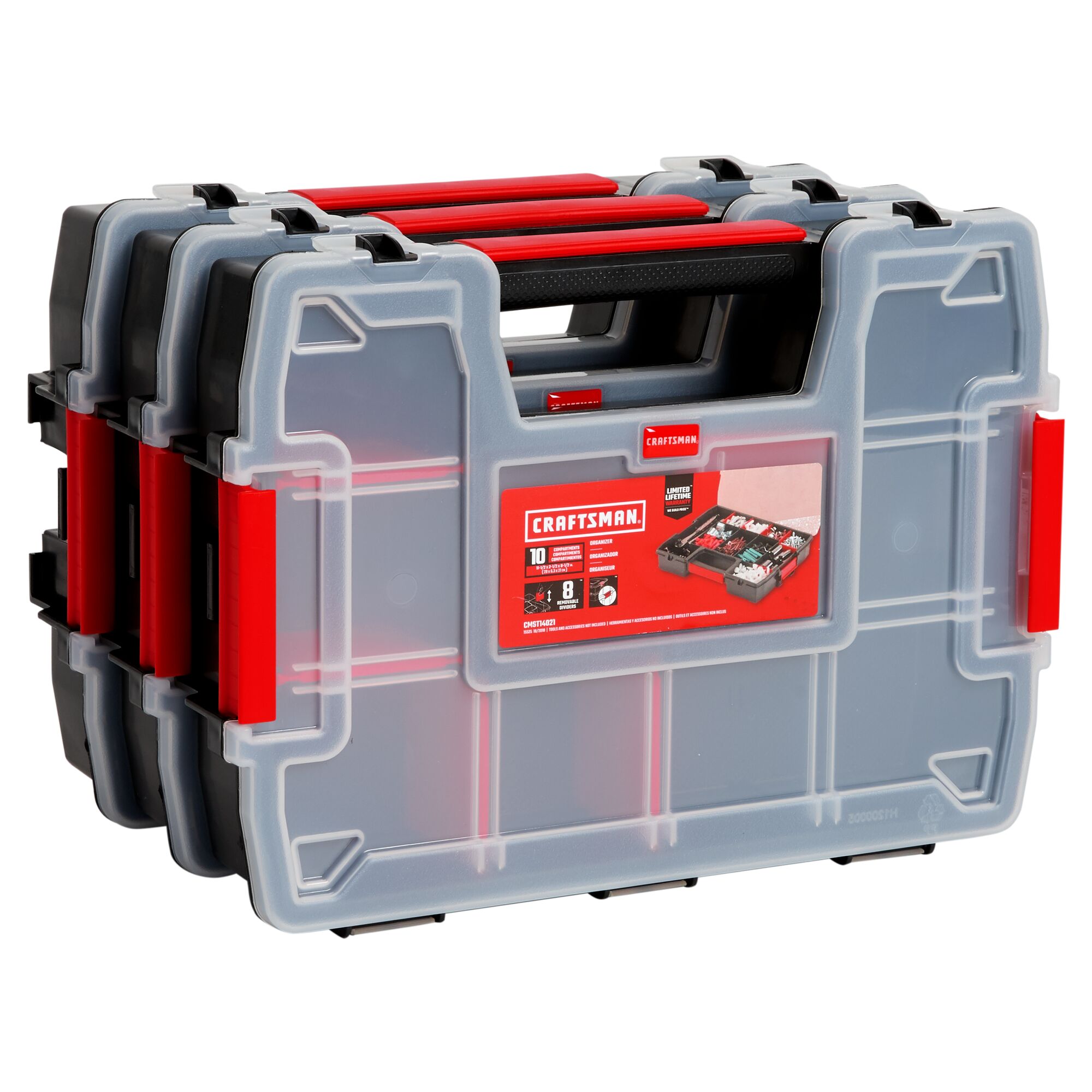 CRAFTSMAN CMST60964M 3-Pack 10-Compartment Small Plastic Small Parts Organizer